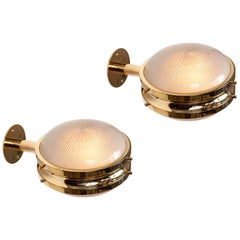 1960s Sergio Mazza Brass 'Gamma' Wall or Ceiling Lights for Artemide