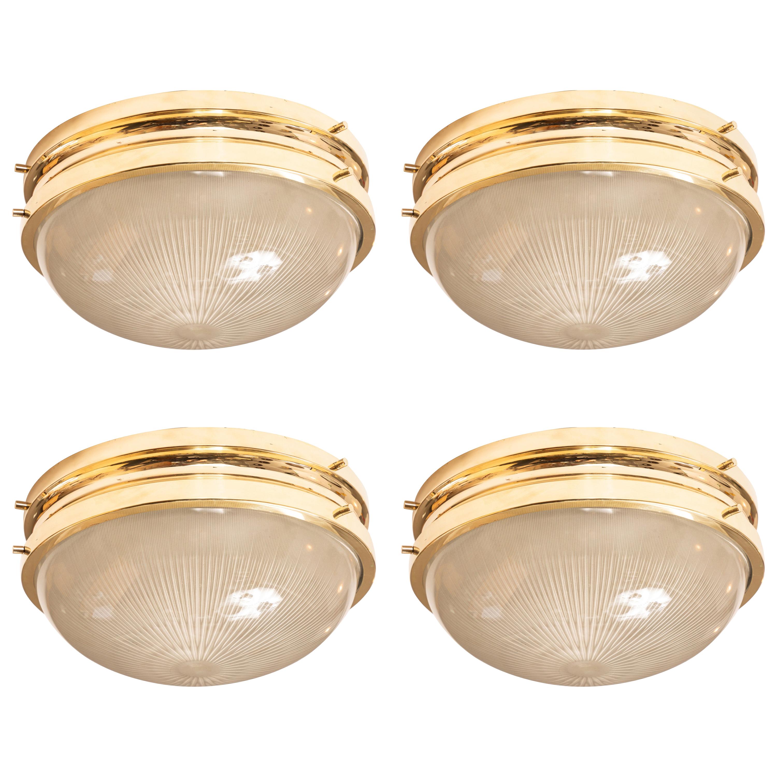 1960s Sergio Mazza Brass 'Sigma' Wall or Ceiling Lights for Artemide 4