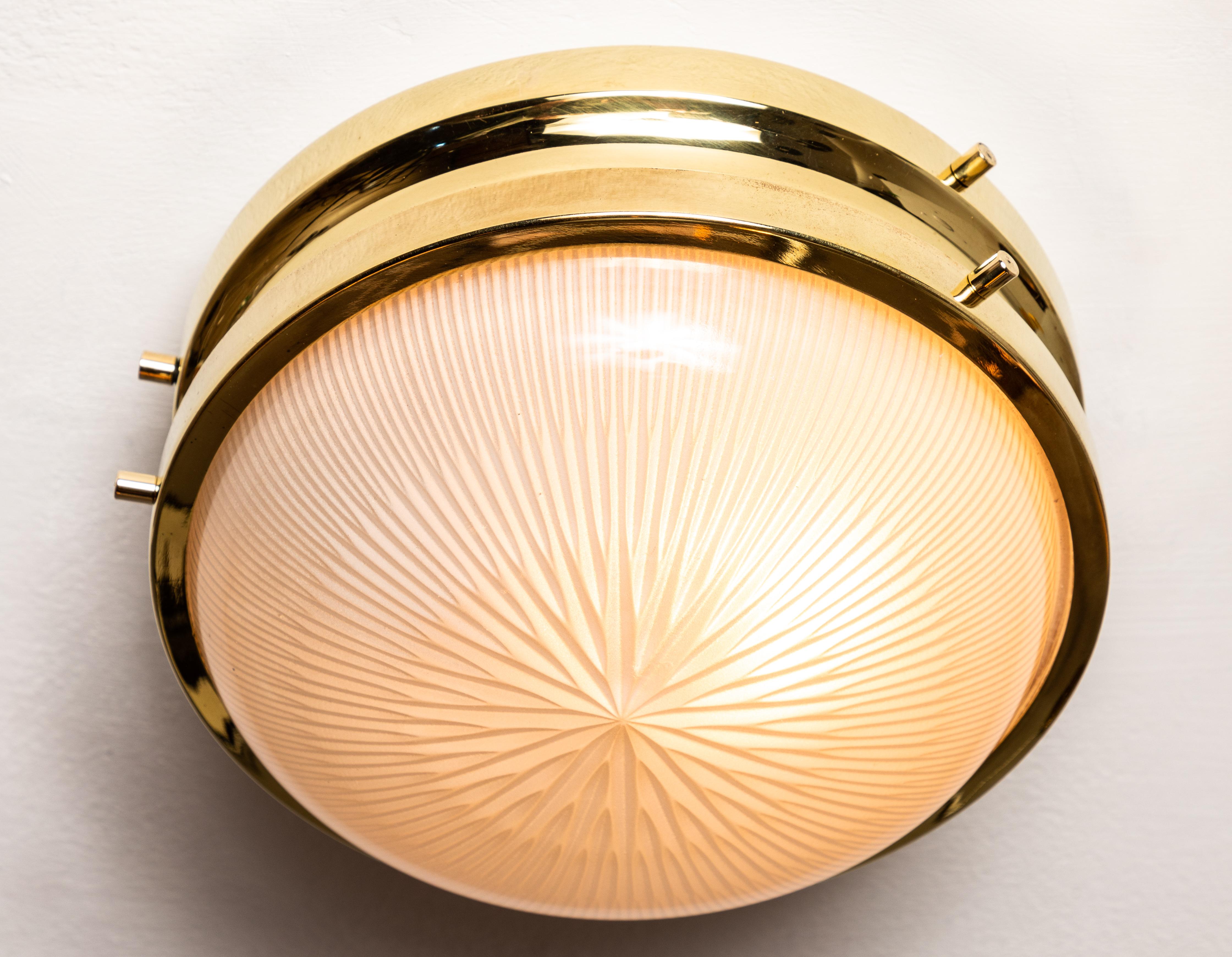 Mid-Century Modern 1960s Sergio Mazza Petite Brass 'Sigma' Wall or Ceiling Lights for Artemide