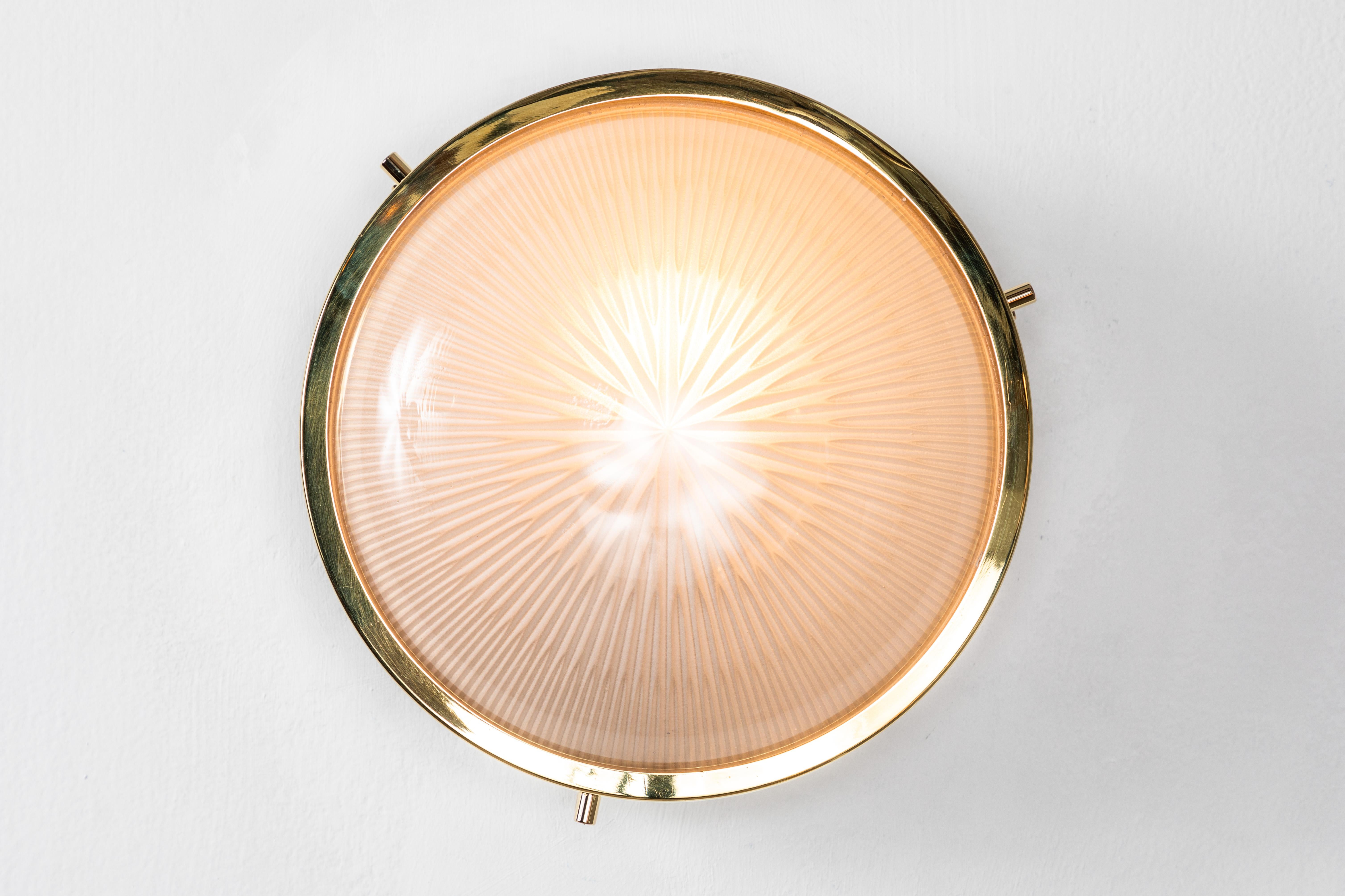 Plated 1960s Sergio Mazza Petite Brass 'Sigma' Wall or Ceiling Lights for Artemide