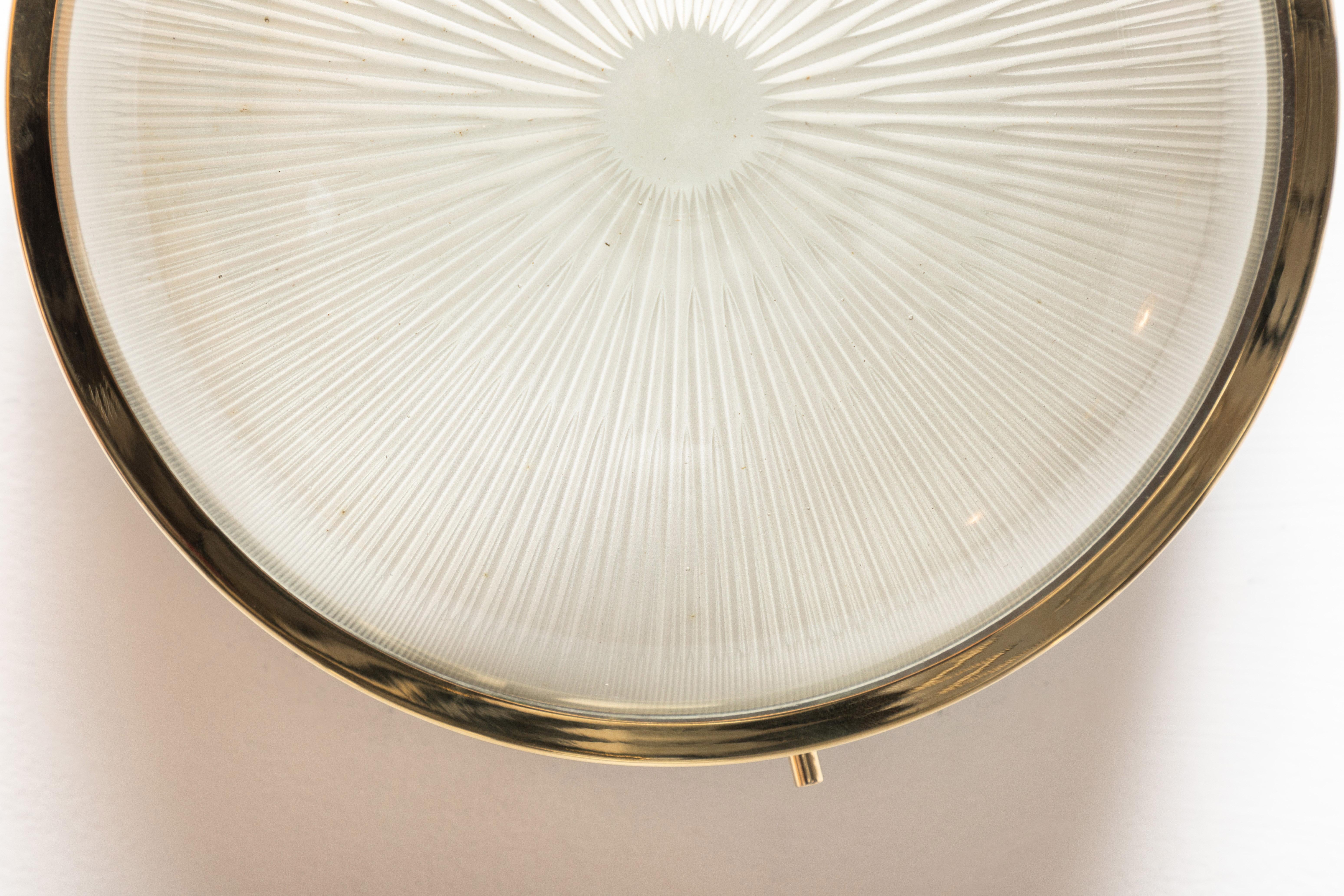 1960s Sergio Mazza Brass 'Sigma' Wall or Ceiling Lights for Artemide In Good Condition In Glendale, CA
