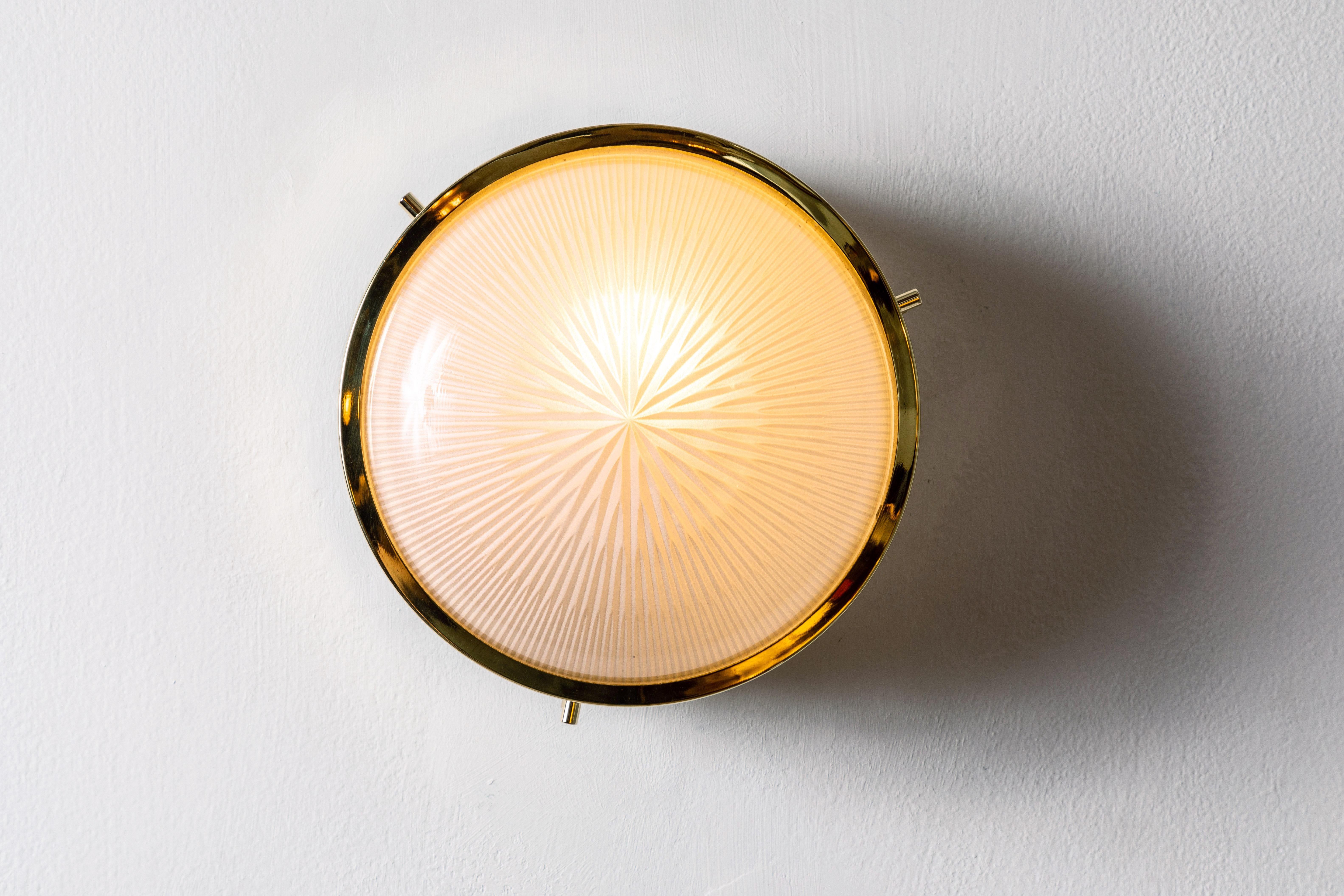 1960s Sergio Mazza Petite Brass 'Sigma' Wall or Ceiling Lights for Artemide In Good Condition In Glendale, CA