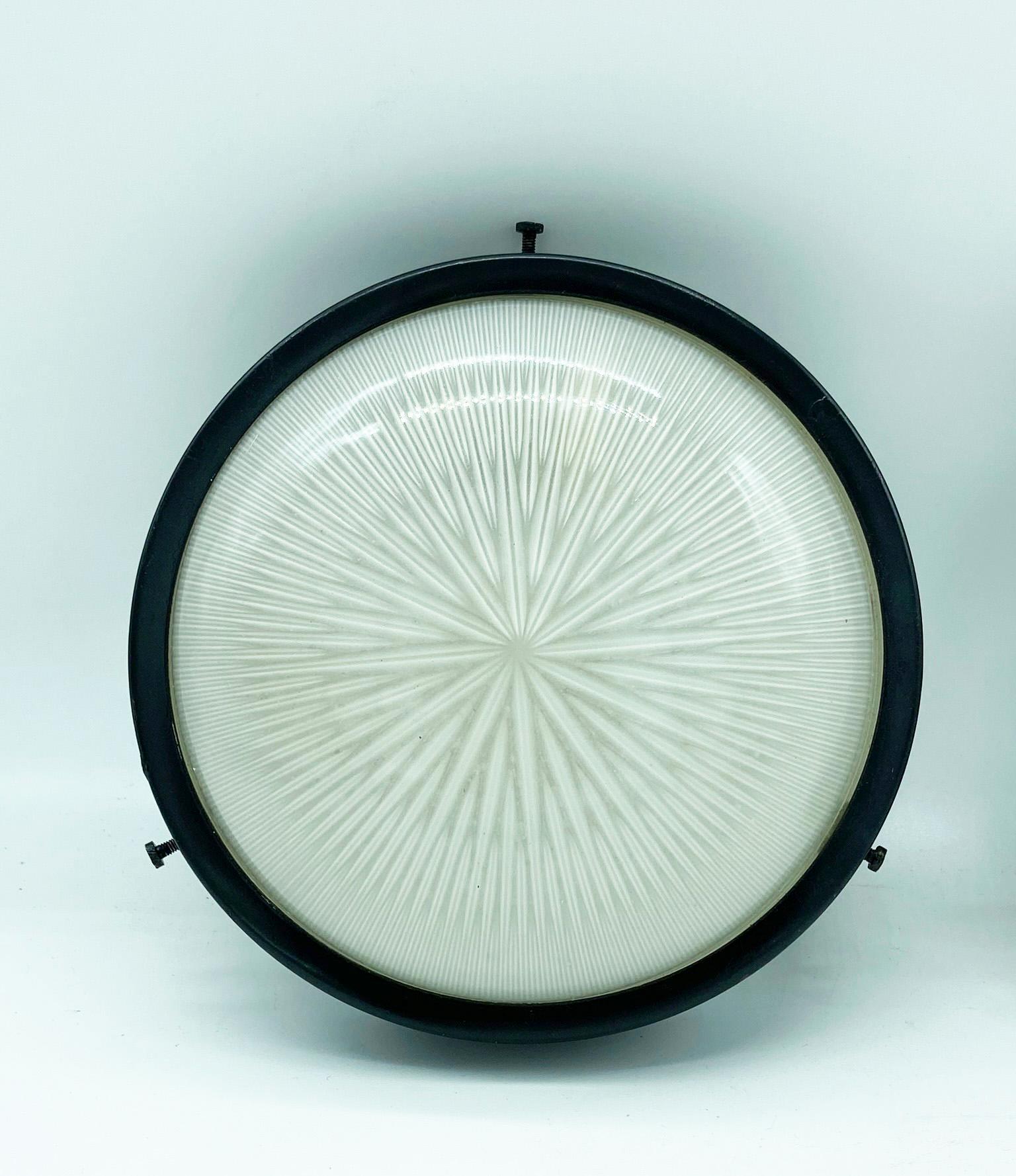 Pair of sigma wall lamps in painted aluminum and printed glass designed by Sergio Mazza for Artemide.