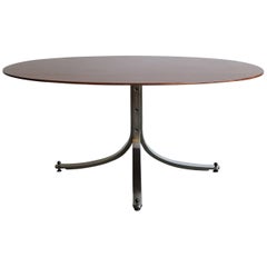 1960s Sergio Mazza Midcentury Italian Dining Rosewood Oval Table for Arflex