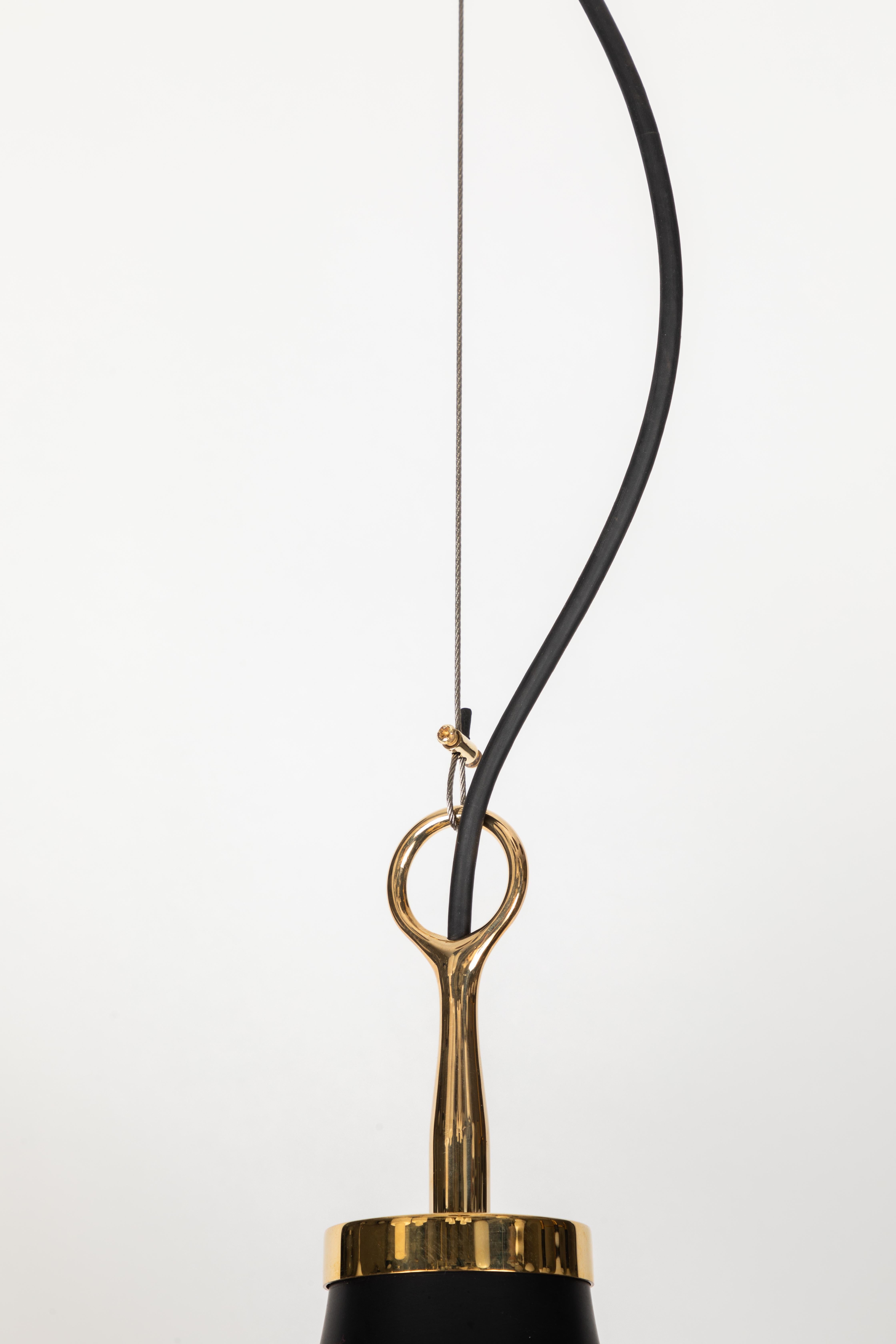 1960s Sergio Mazza 'Pi' Pendant in Brass and Glass for Artemide For Sale 3