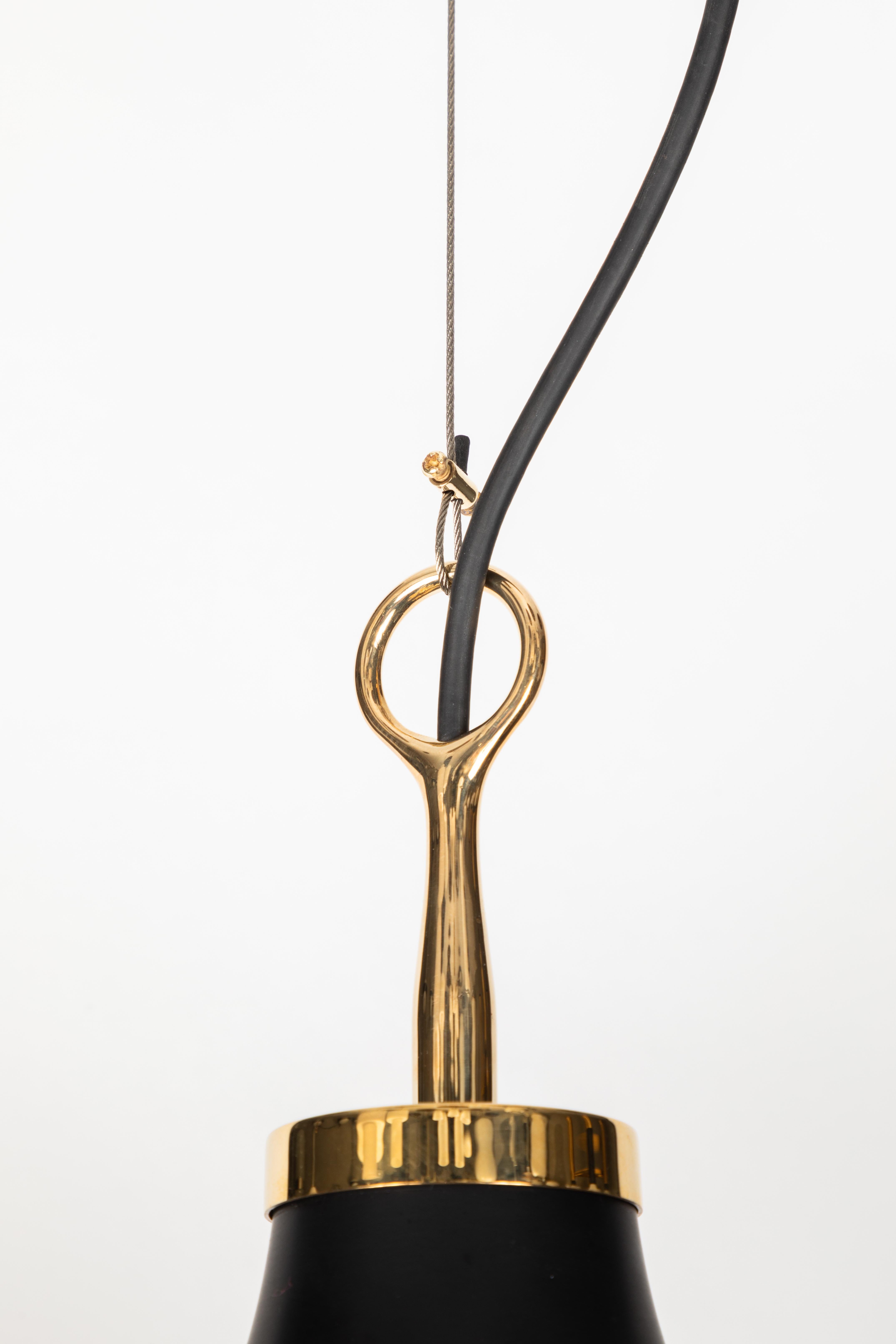 1960s Sergio Mazza 'Pi' Pendant in Brass and Glass for Artemide For Sale 4