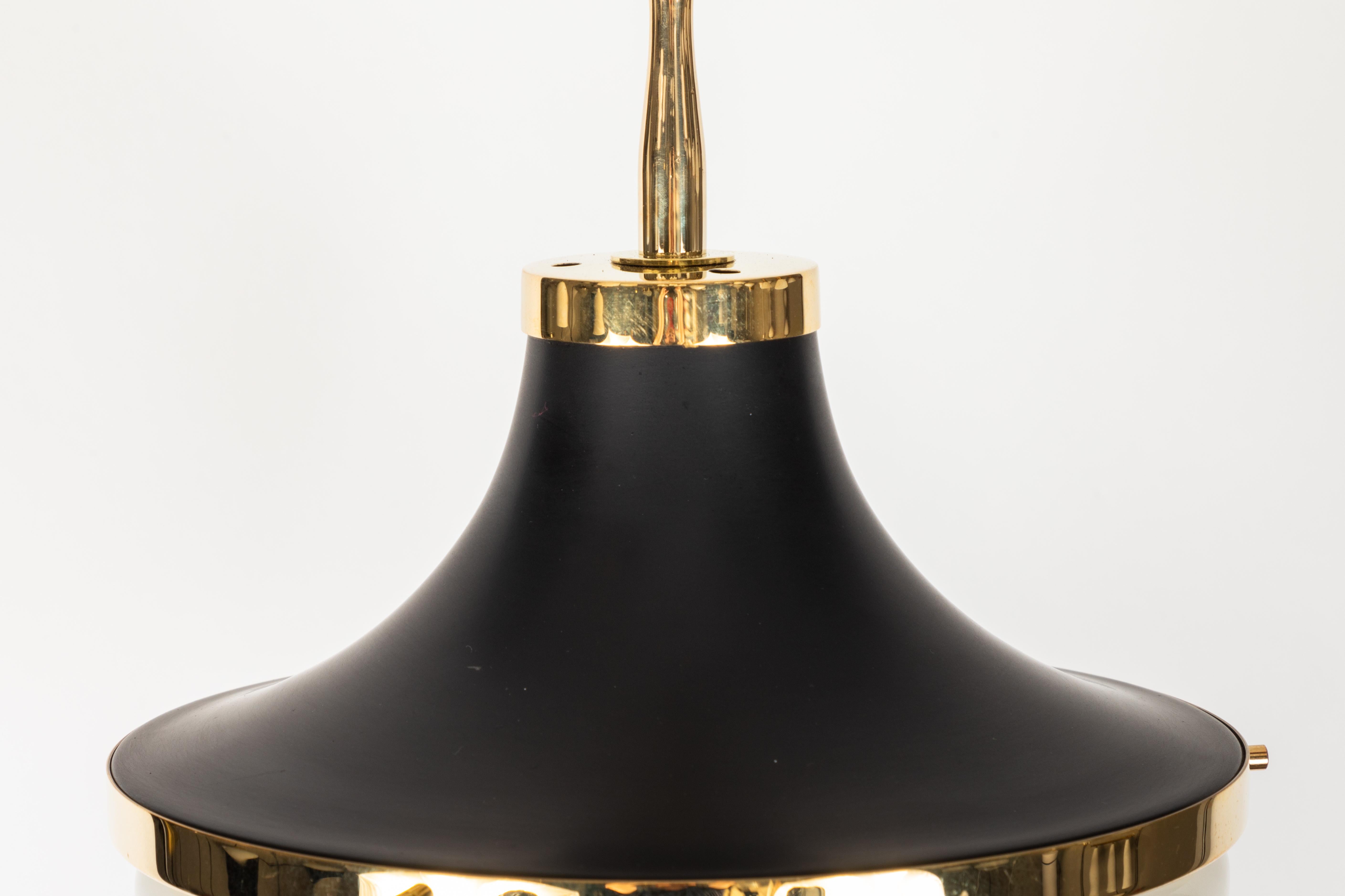 Mid-20th Century 1960s Sergio Mazza 'Pi' Pendant in Brass and Glass for Artemide For Sale