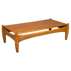 Retro 1960's Sergio Rodrigues ''Sheriff'' Coffee Table in Elm Wood