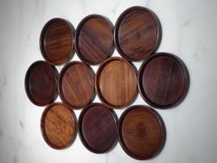 1960s Set 10 Danish Modern Carved Rosewood Coasters by Saap of Denmark