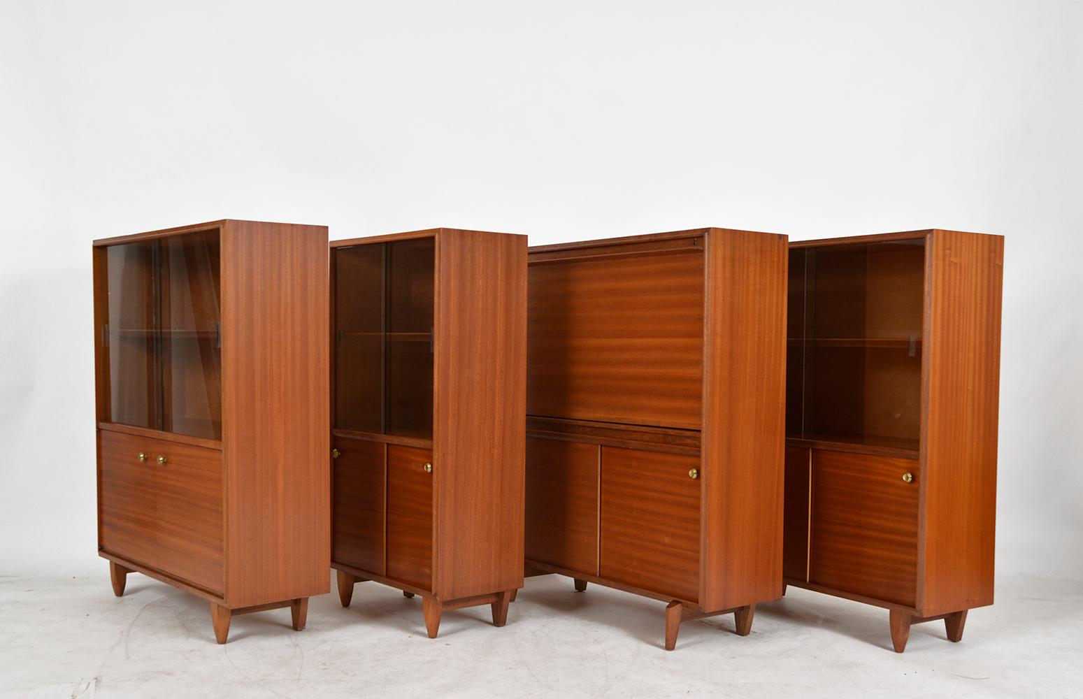 1960s Set 4 Multi-Width Cabinets Desk Shelves by Robert Heritage Beaver & Tapley In Good Condition In Sherborne, Dorset