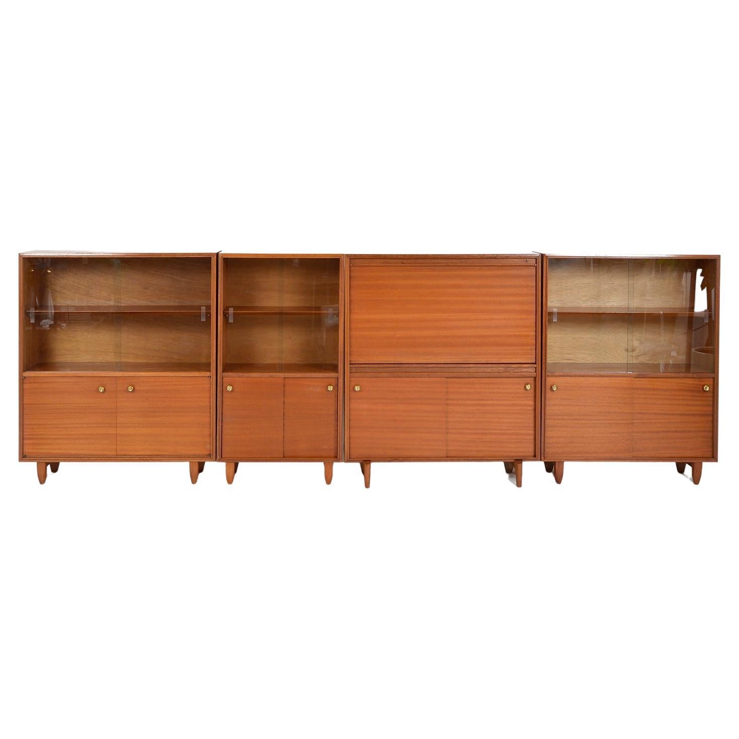 1960s Set 4 Multi-Width Cabinets Desk Shelves by Robert Heritage Beaver & Tapley