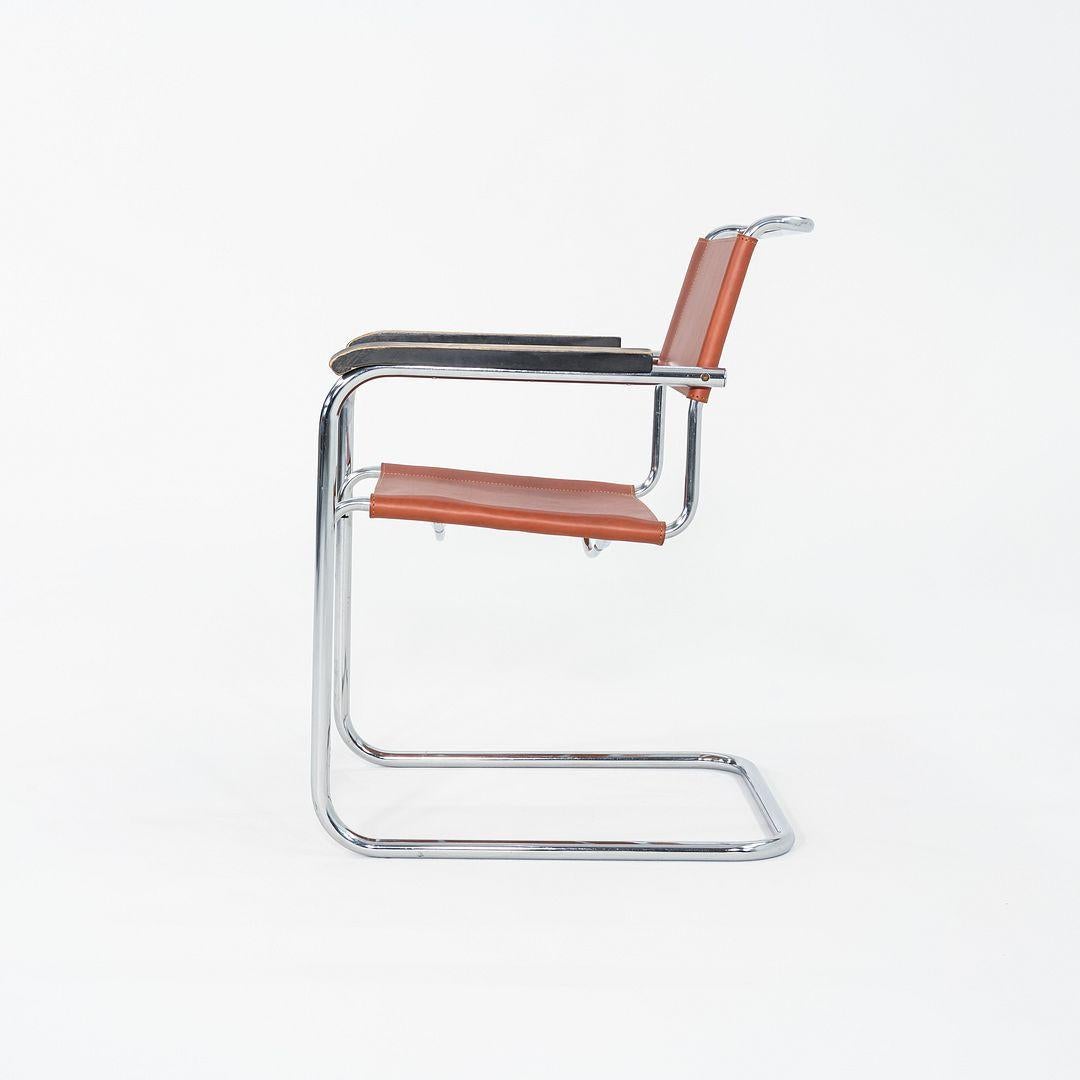 Moderno Set di 10 sedie da pranzo di Marcel Breuer per Thonet degli anni '60 in pelle di castagno e selleria in vendita