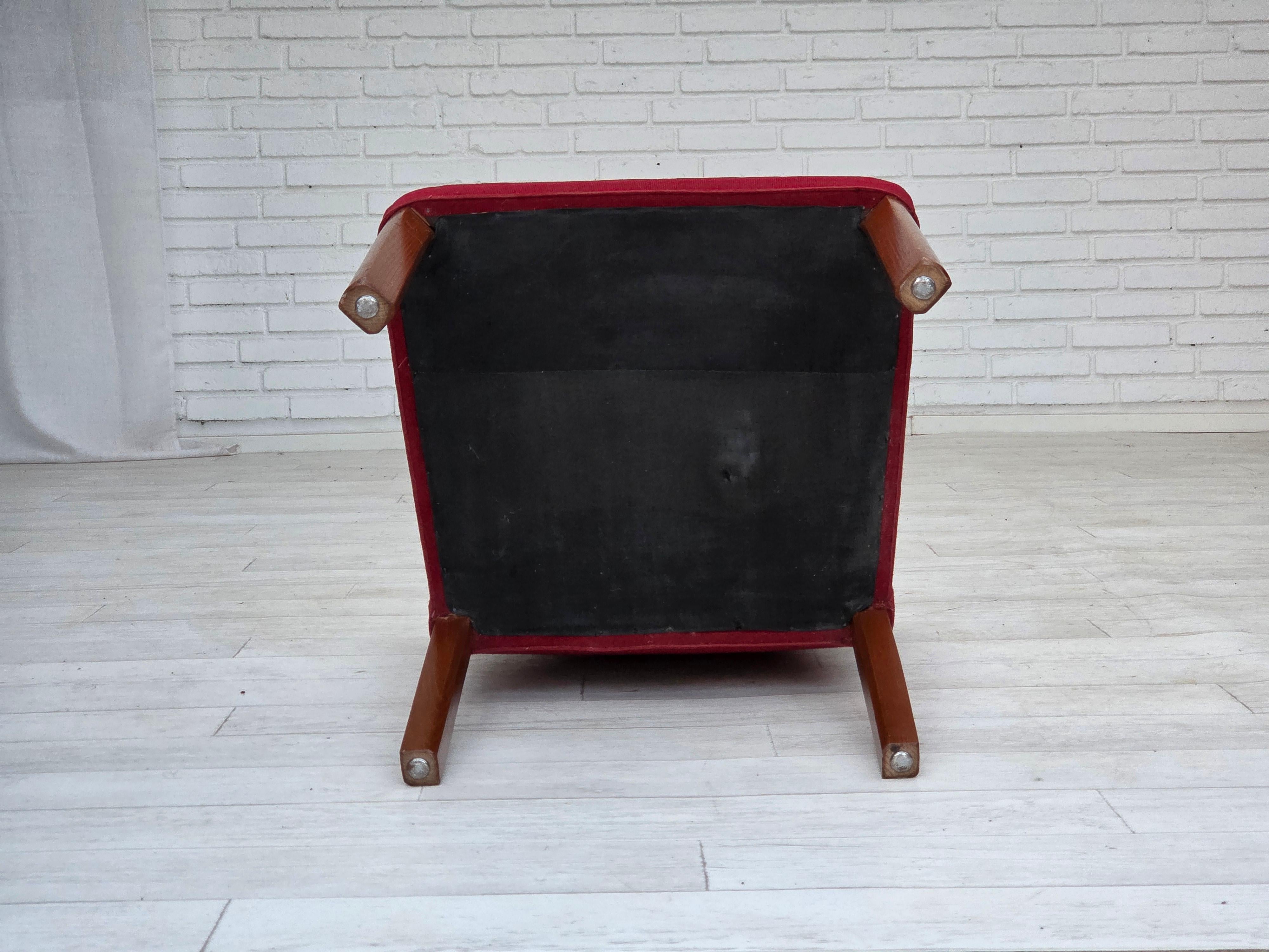 1960s, set of 2 Danish easy chairs, traditional Danish woven wool fabric. For Sale 12