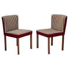 1960s, set of 2 Danish easy chairs, traditional Danish woven wool fabric.