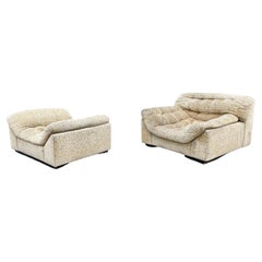 1960s Set of 2 Mid-Century Biscuit Tufted Lounge Chair & Ottoman