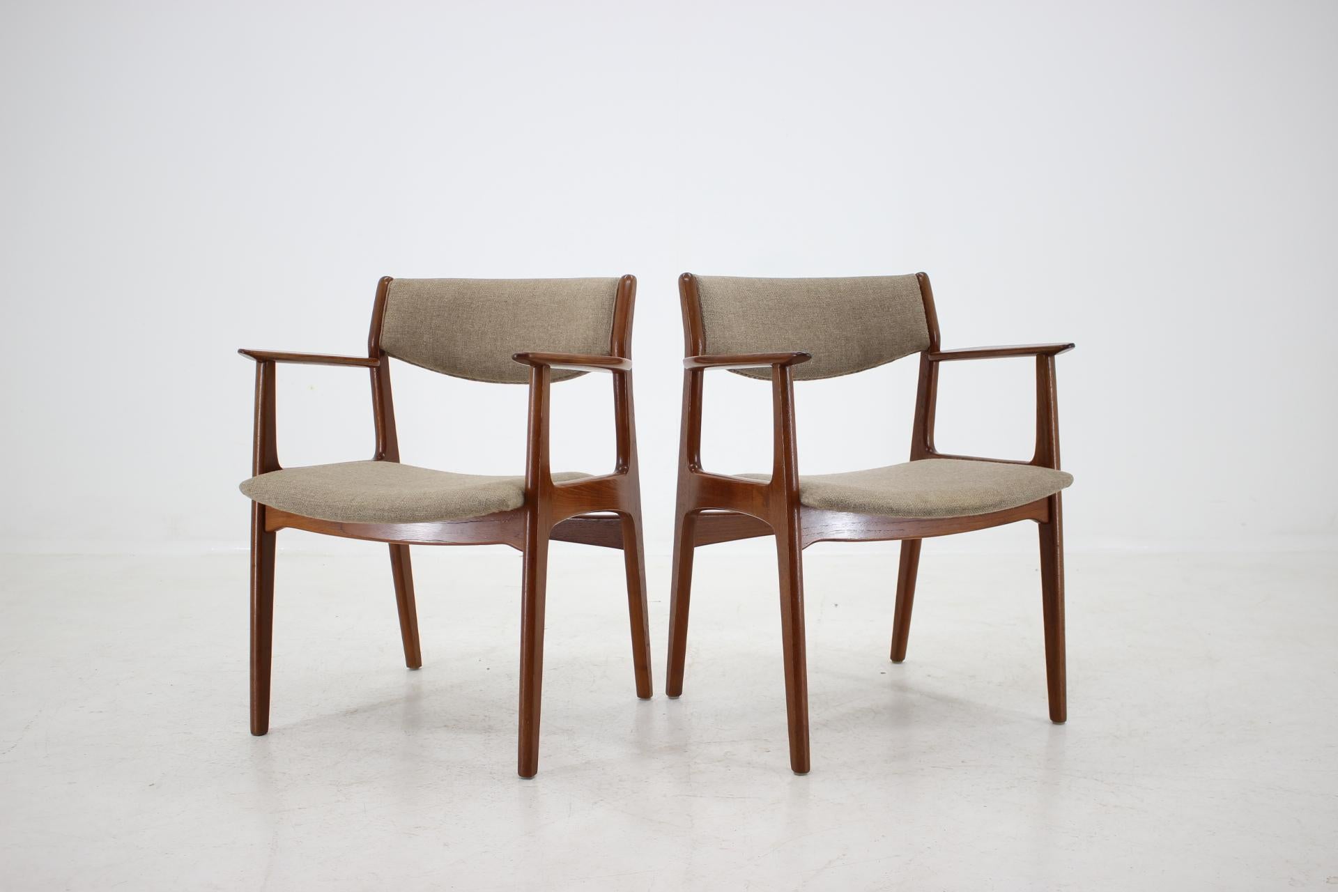 Mid-Century Modern 1960s Set of 2 Teak Side Chairs, Denmark