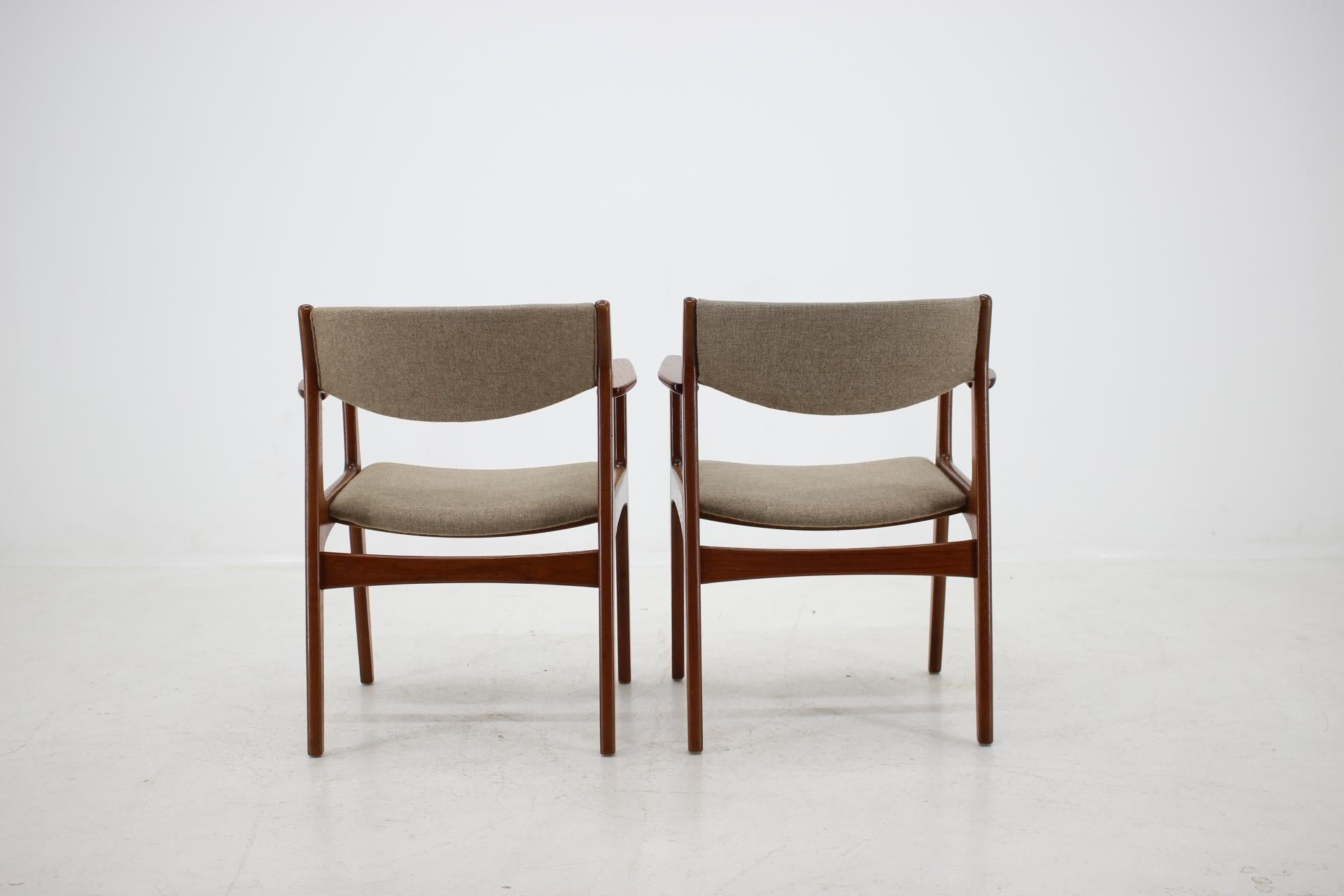 Mid-20th Century 1960s Set of 2 Teak Side Chairs, Denmark
