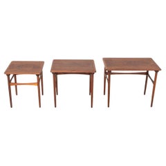 1960s Set of 3 Kai Kristiansen Skovmand & Andersen Danish Nesting Tables, Teak
