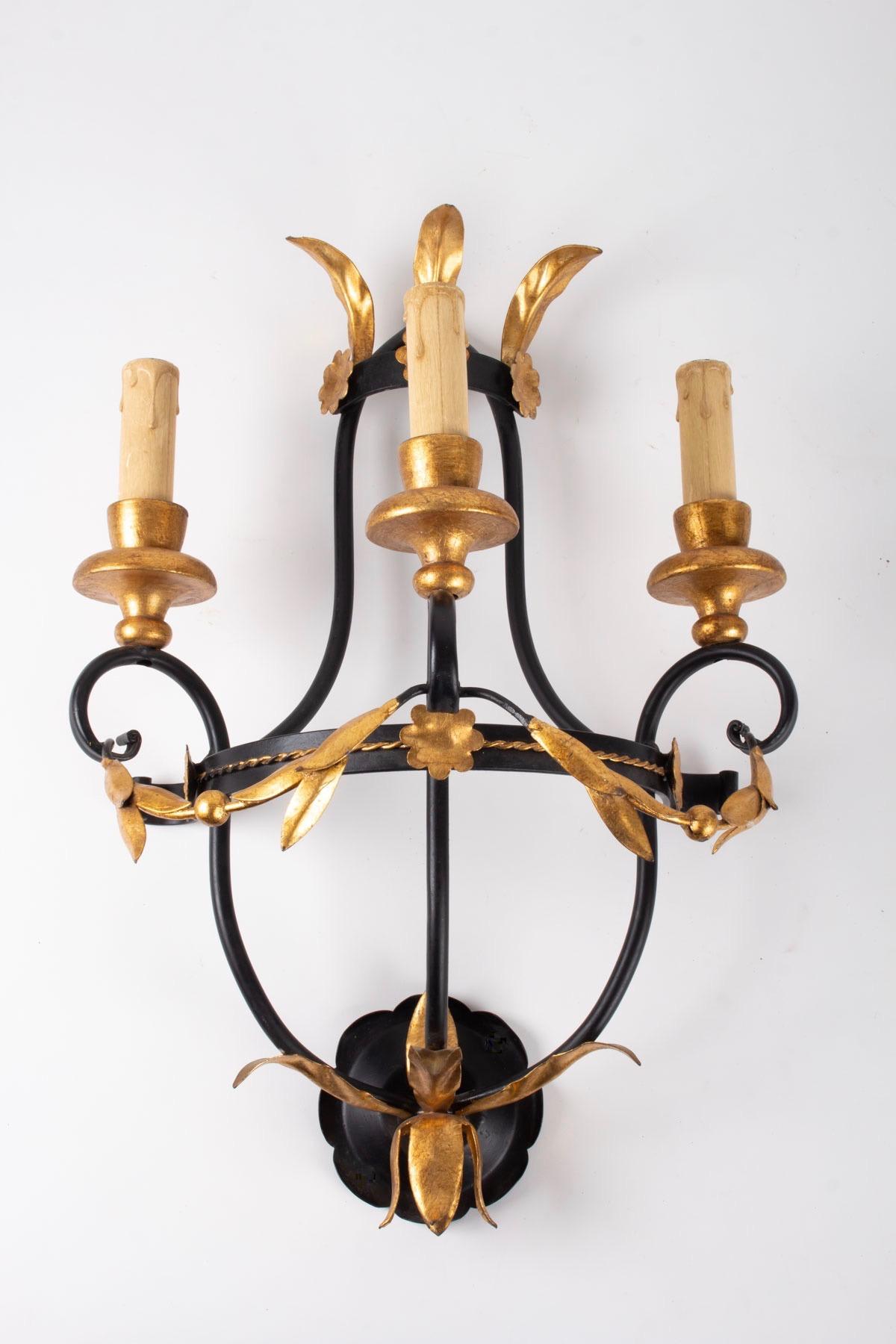 1960s Set of 3 Maison Honore Neoclassical Sconces 1