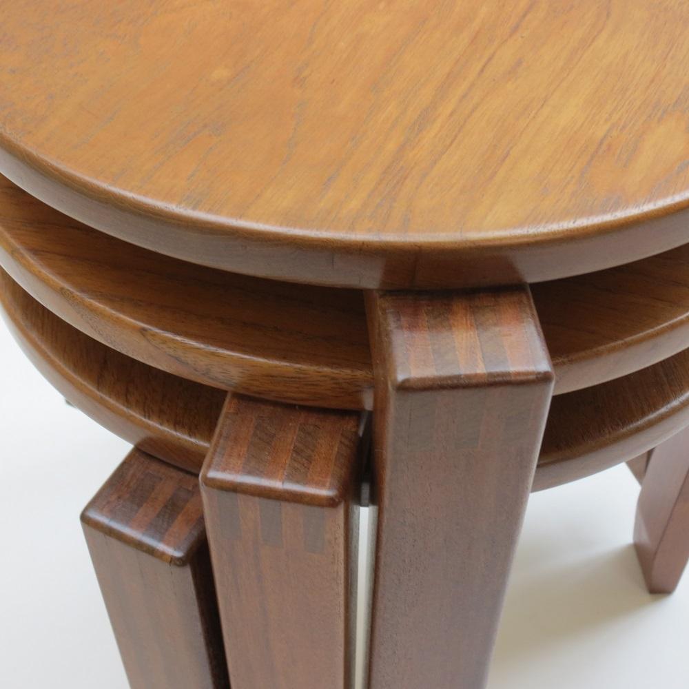 20th Century 1960s Set of 3 Midcentury Stacking Tables in Afrormosia and Teak