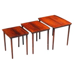 1960s Set of 3 Nesting Tables by Erling Torvits for Heltborg Møbler in rosewood