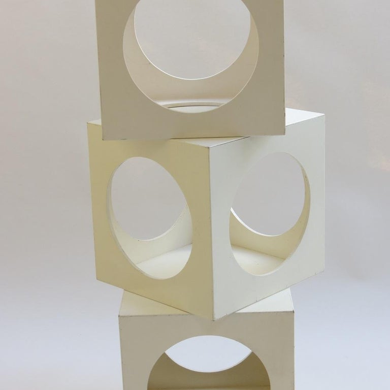 1960s Set of 3 White Cube Box Tables Nightstand Storage Boxes at 1stDibs