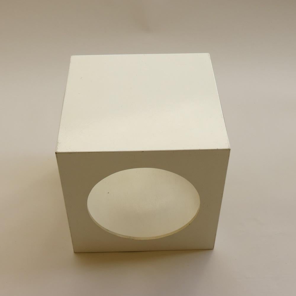 Mid-Century Modern 1960s Set of 3 White Cube Box Tables Nightstand Storage Boxes