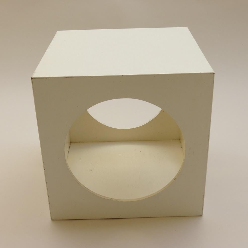 English 1960s Set of 3 White Cube Box Tables Nightstand Storage Boxes