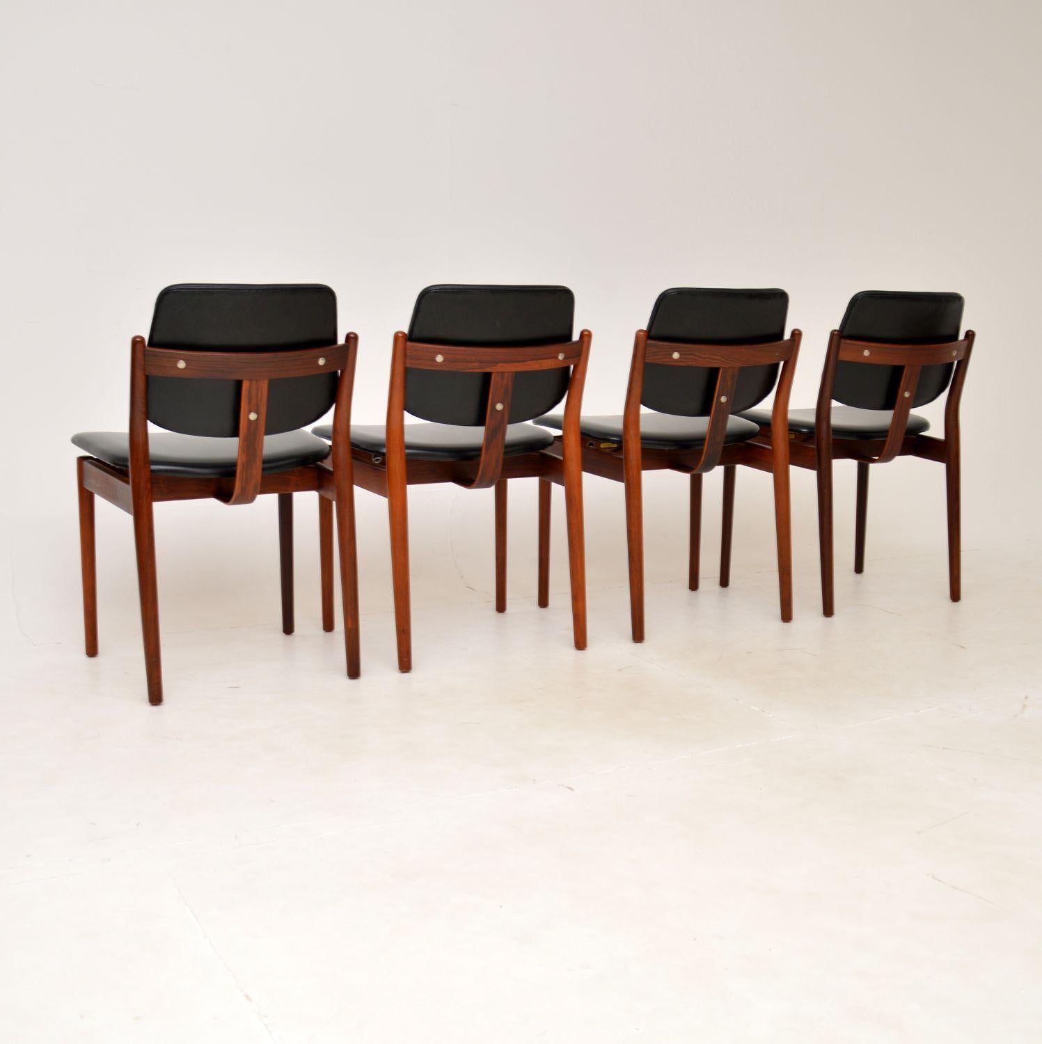 Mid-Century Modern 1960s Set of 4 Danish Dining Chairs by Borge Rammeskov for Sibast