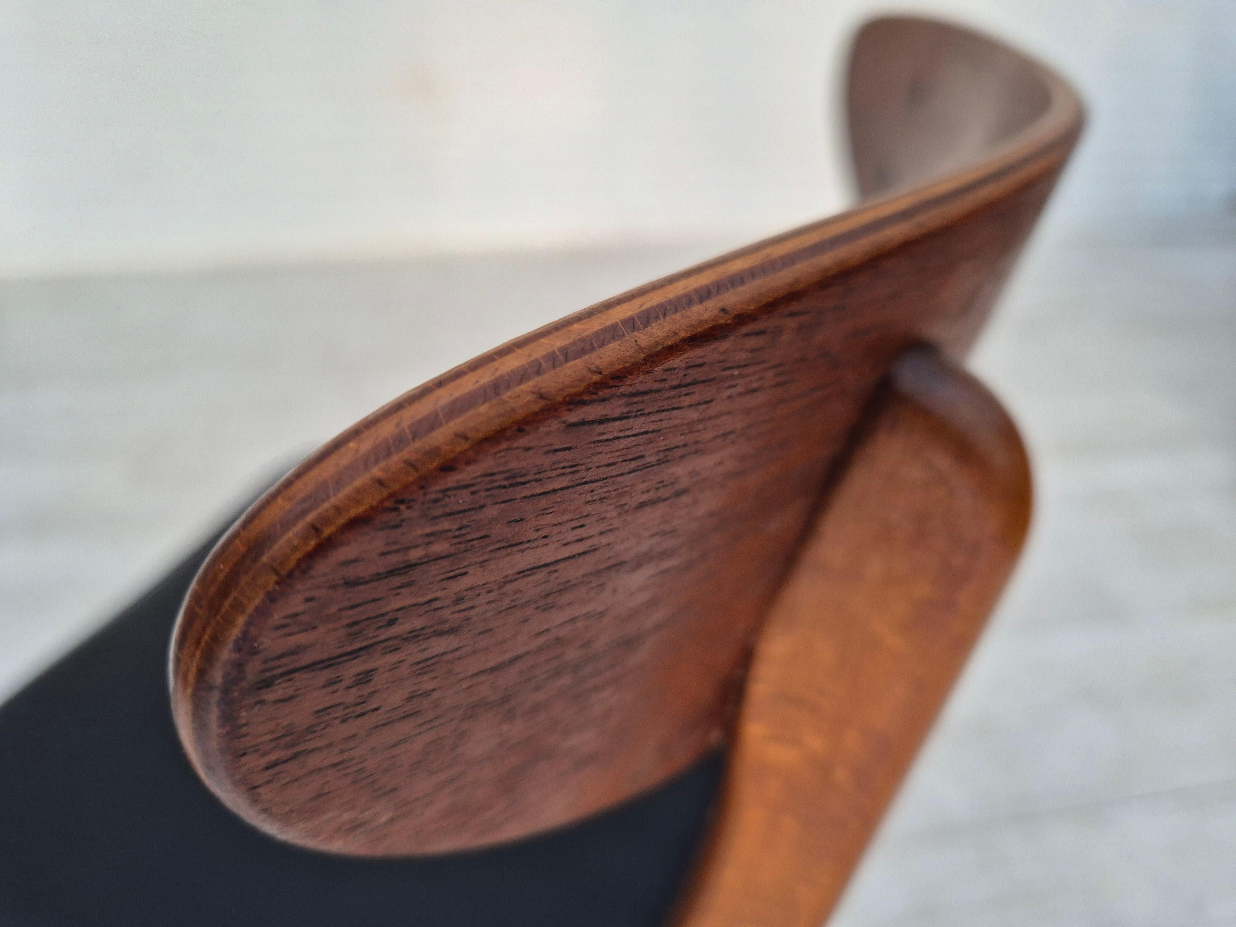 Anni '60, set di 4 sedie da pranzo danesi di Wood Wood, in legno di teak curvato, tappezzate. in vendita 7