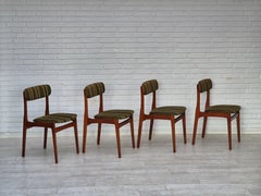 Ensemble de 4 chaises de salle à manger danoises des années 1960, bois de teck massif, état d'origine