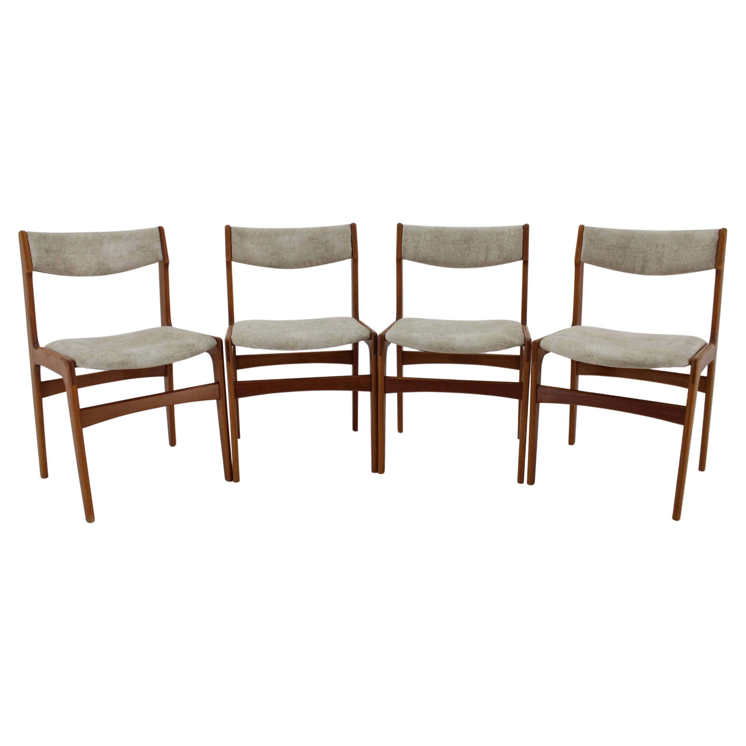 1960s Set of 4 Danish Teak Dining Chairs, Restored