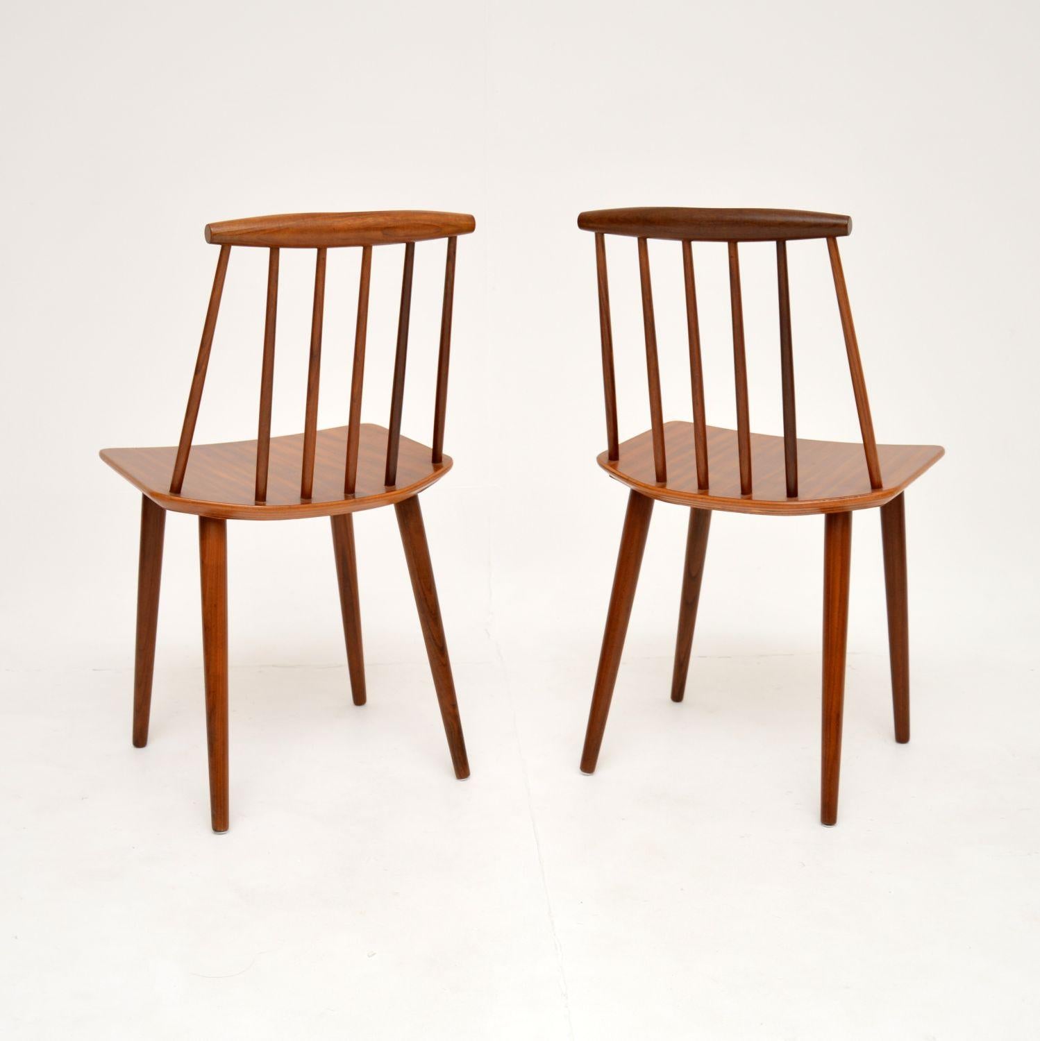 Mid-Century Modern 1960's Set of 4 Danish Teak Dining J77 Chairs by Folke Palsson