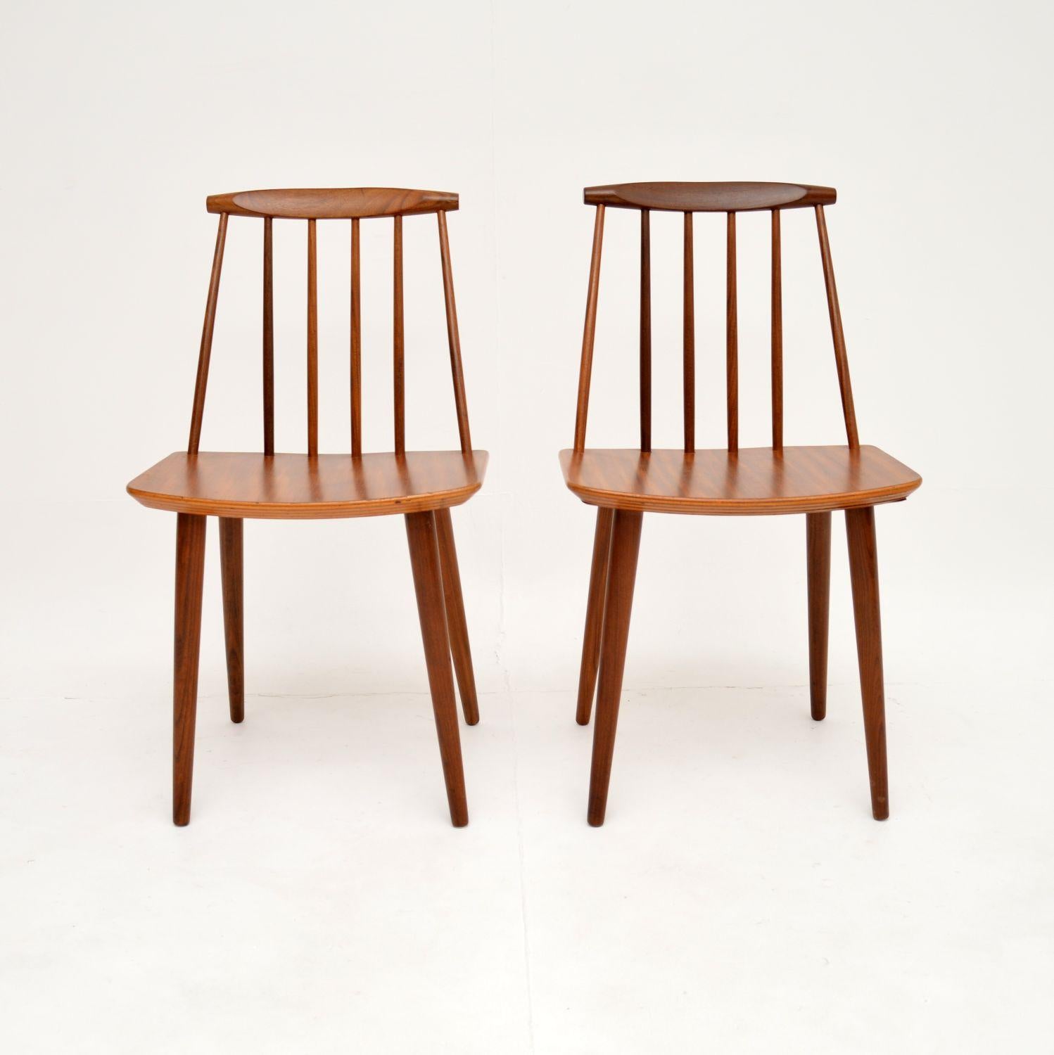 1960's Set of 4 Danish Teak Dining J77 Chairs by Folke Palsson In Good Condition In London, GB