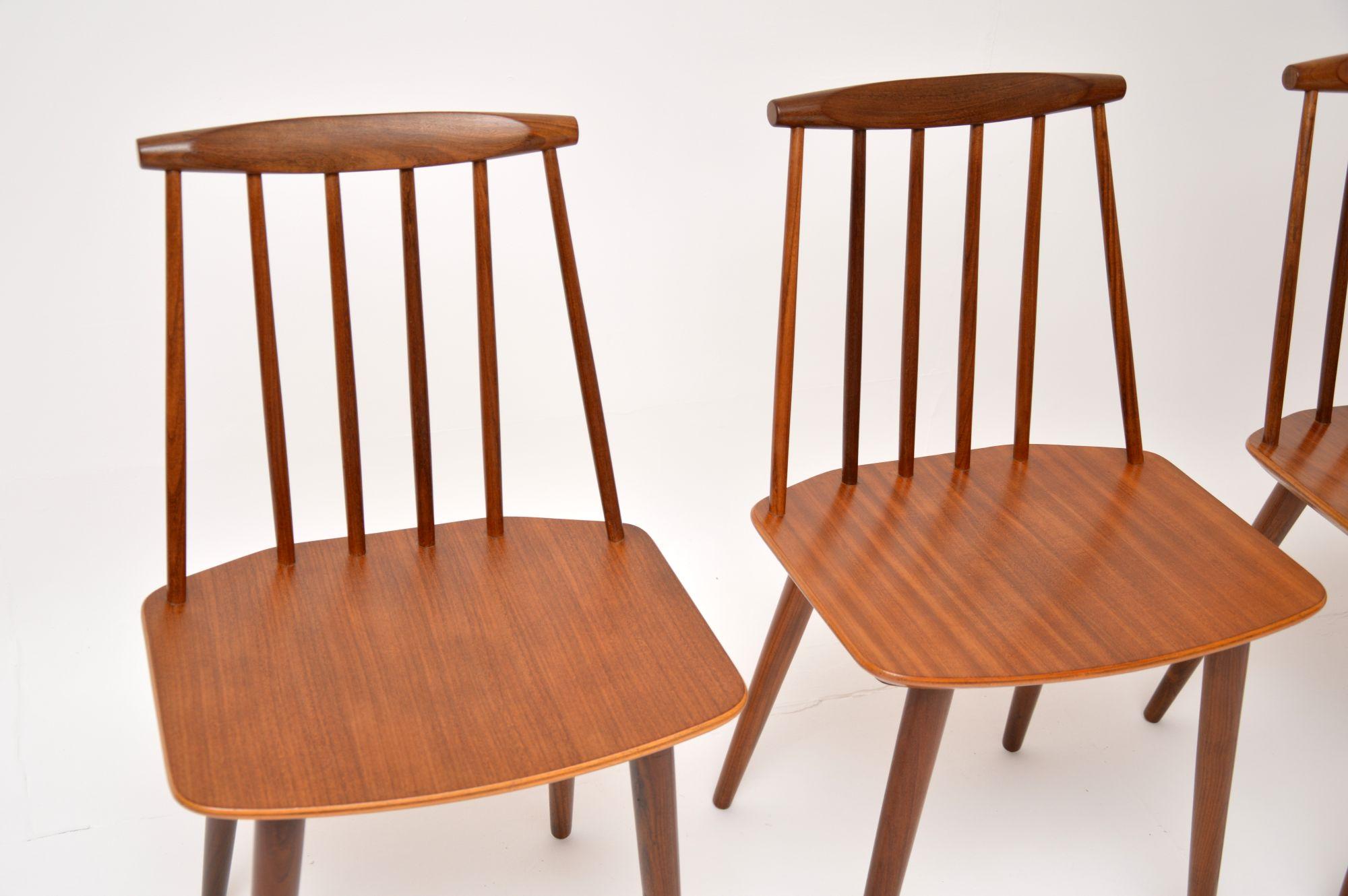 20th Century 1960's Set of 4 Danish Teak Dining J77 Chairs by Folke Palsson