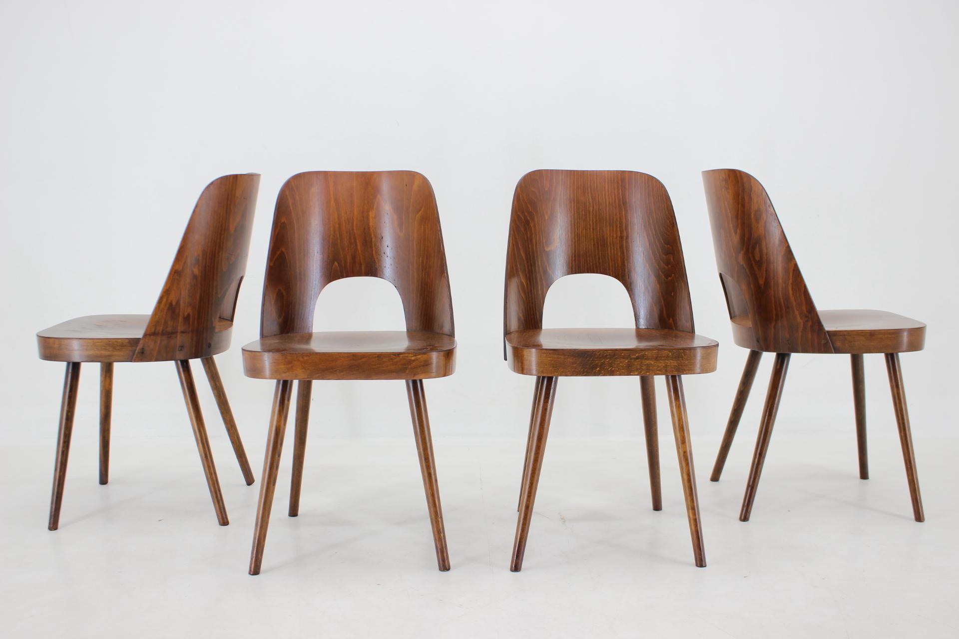 Mid-20th Century 1960s Set of 4 Dining Chairs by Oswald Haerdtl, Czechoslovakia For Sale