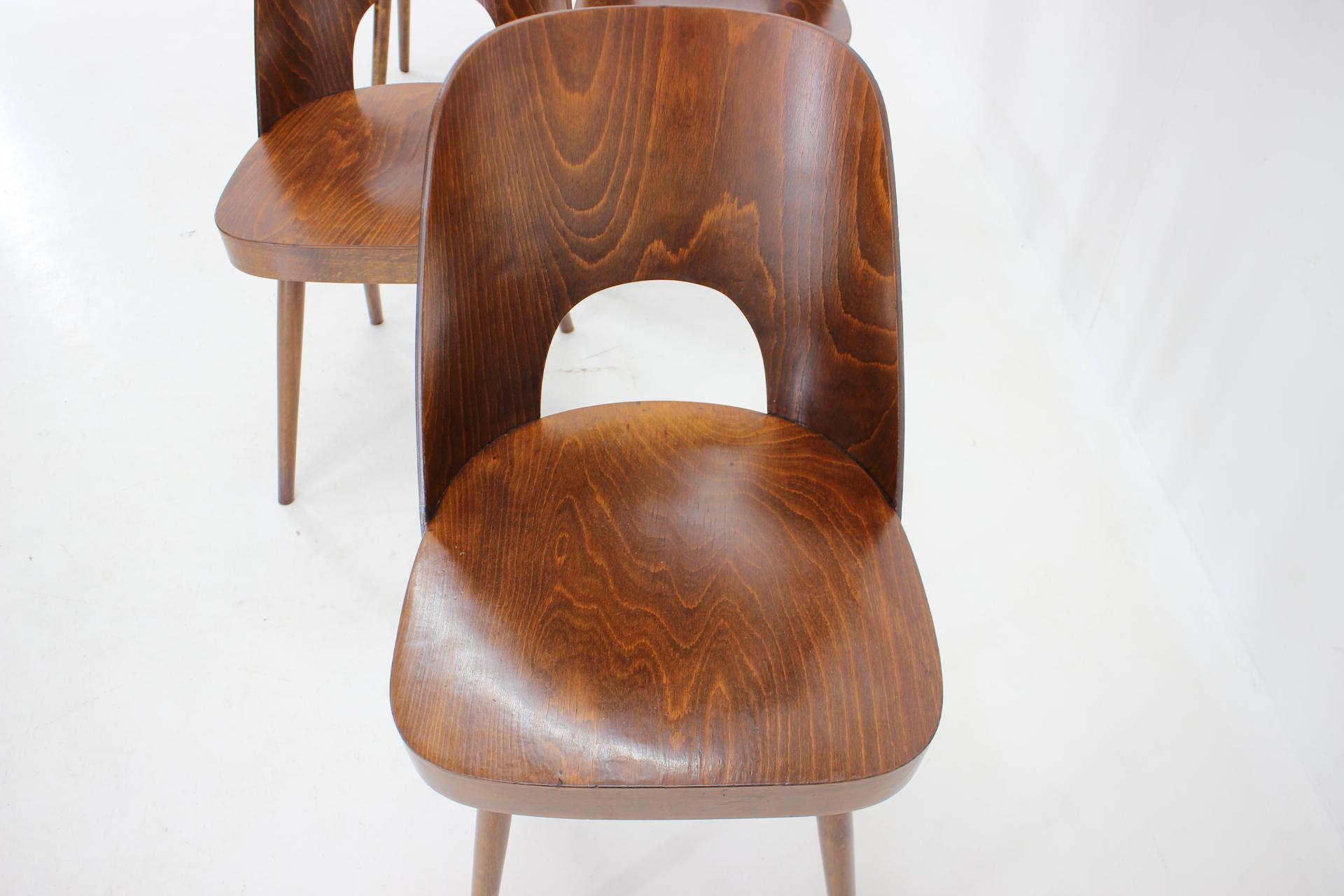 1960s Set of 4 Dining Chairs by Oswald Haerdtl, Czechoslovakia For Sale 2