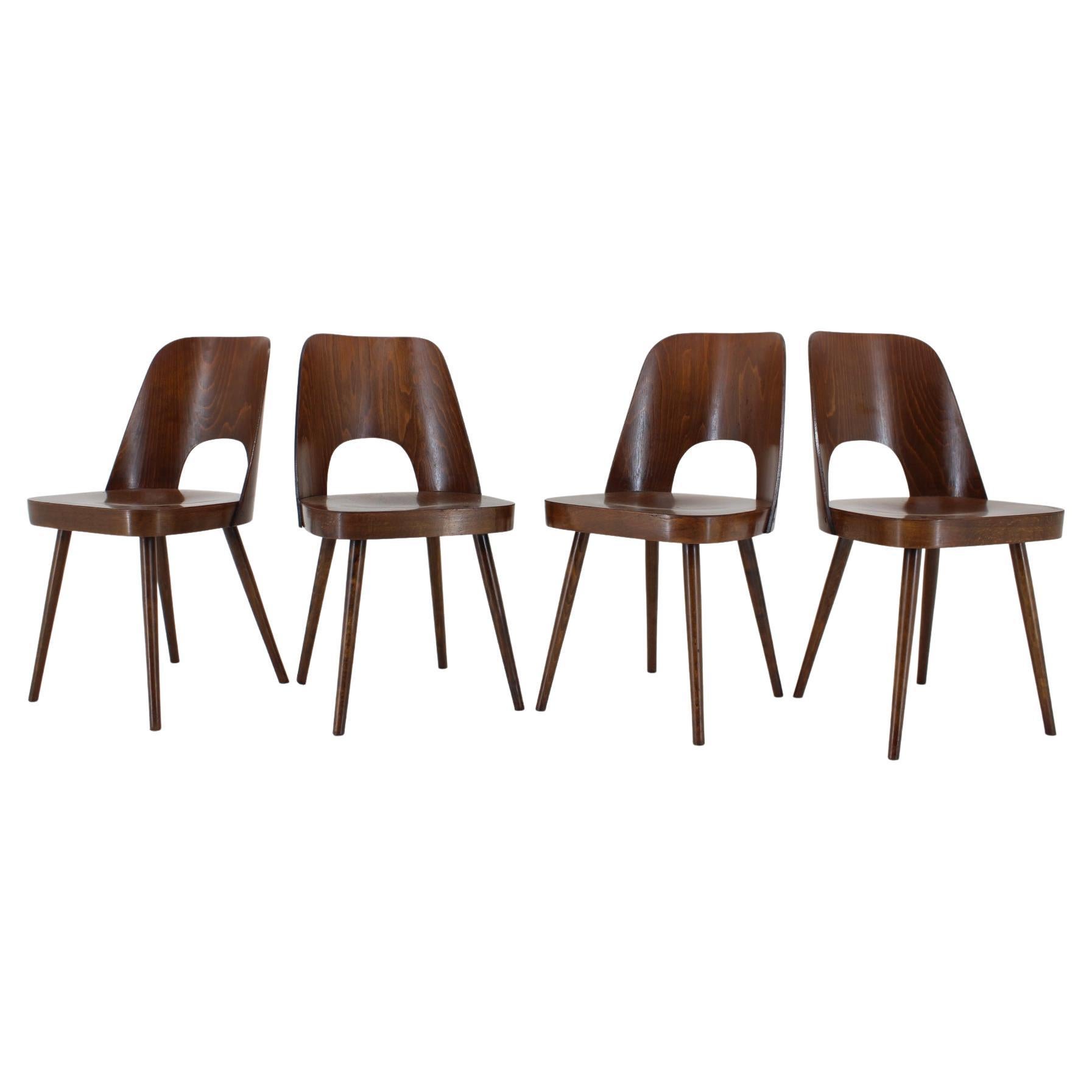 1960s Set of 4 Dining Chairs by Oswald Haerdtl, Czechoslovakia For Sale