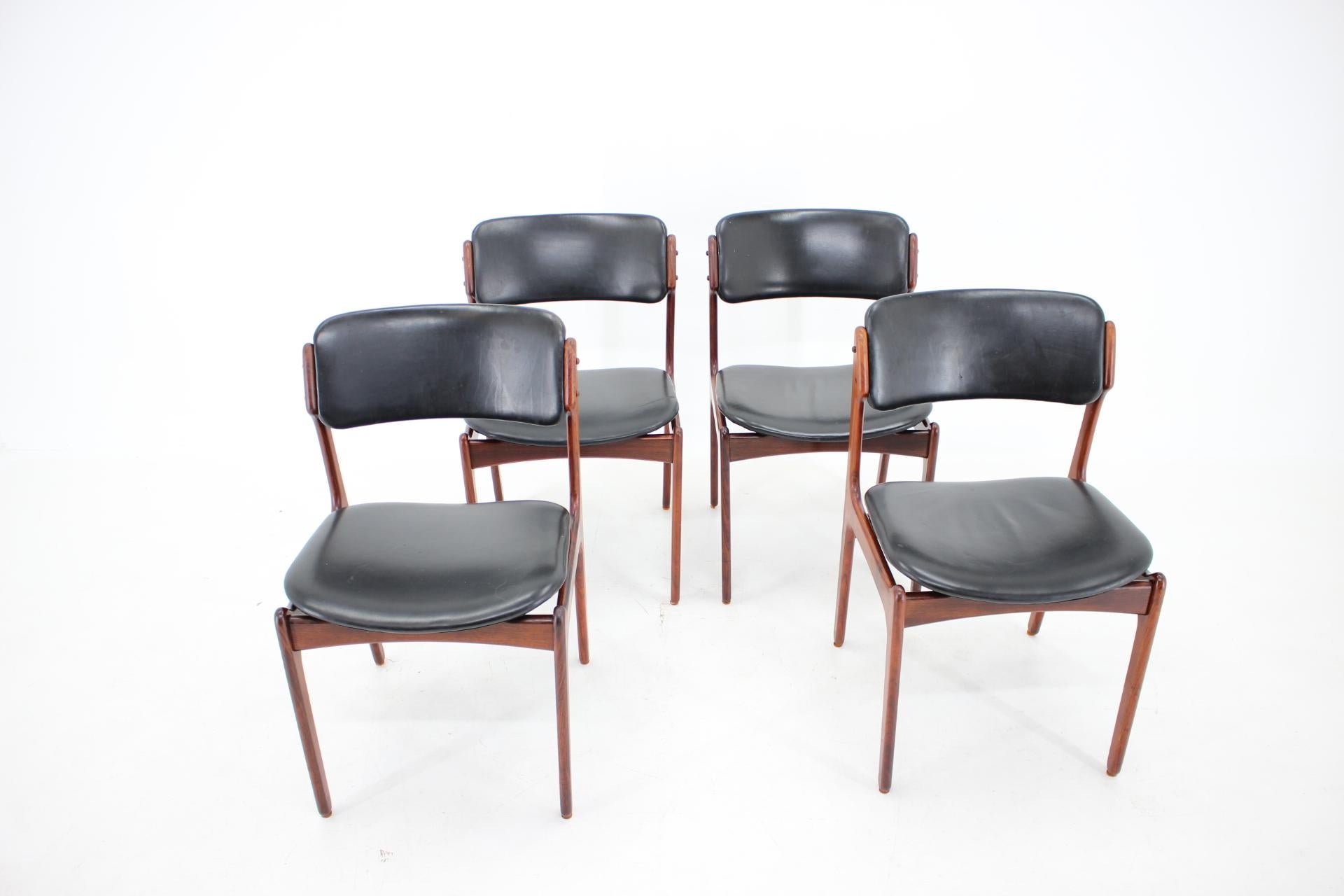 1960s Set of 4 Erik Buch Palisander Dining Chairs, Denmark In Good Condition In Praha, CZ