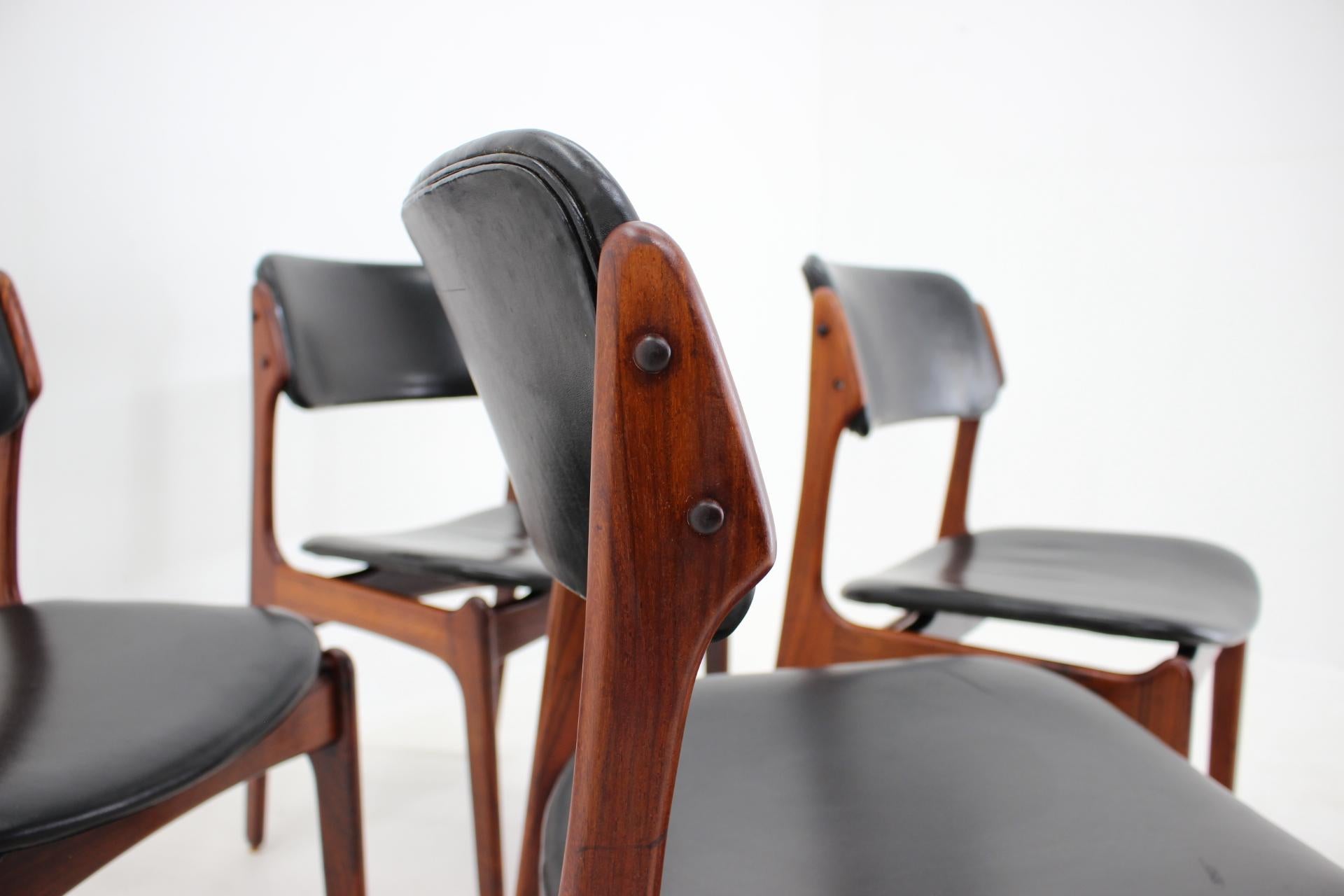 Mid-20th Century 1960s Set of 4 Erik Buch Palisander Dining Chairs, Denmark