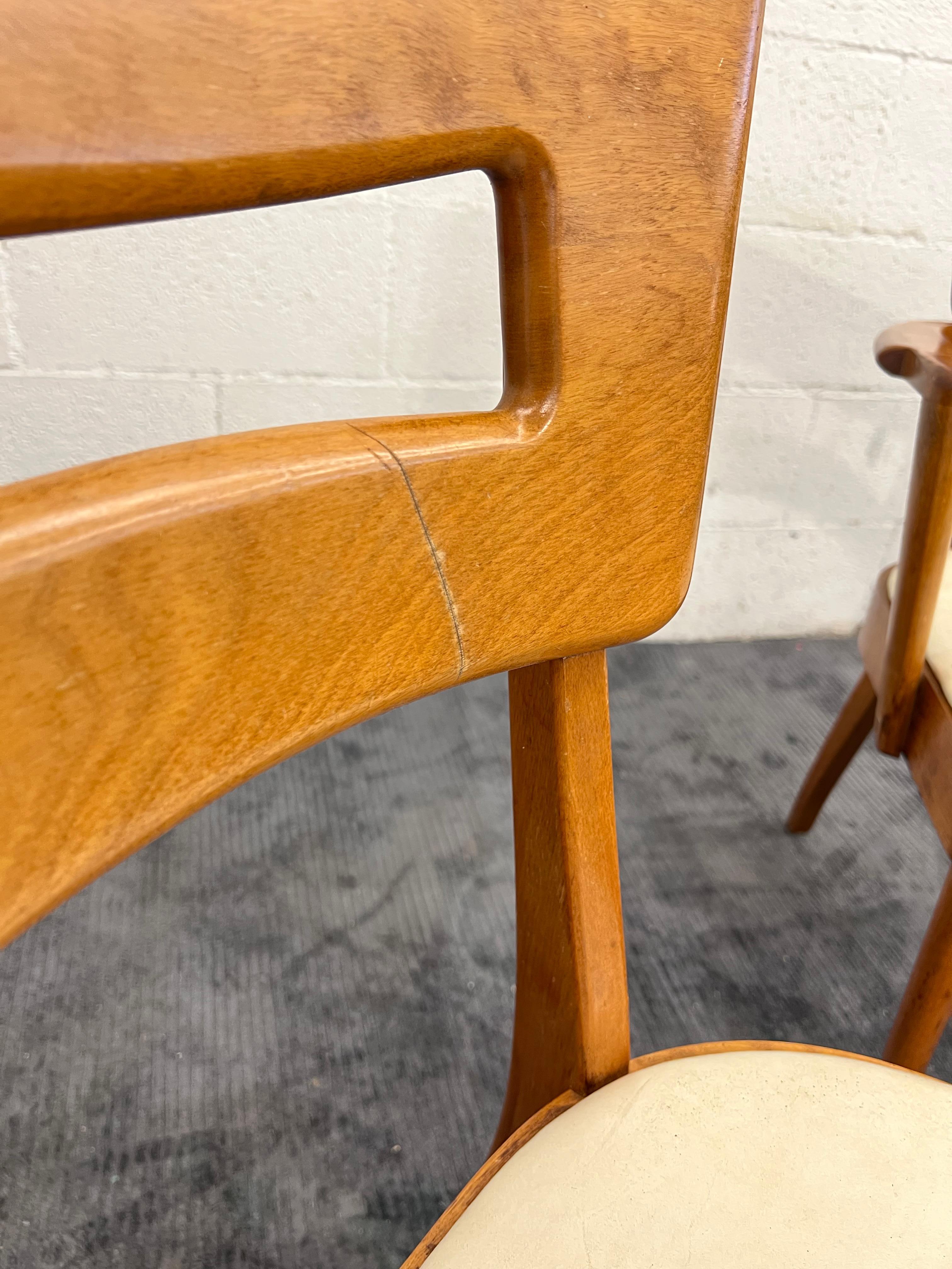 Mid-Century Modern 1960s Set of 4 Heywood Wakefield Dog bone Dining Chair en vente