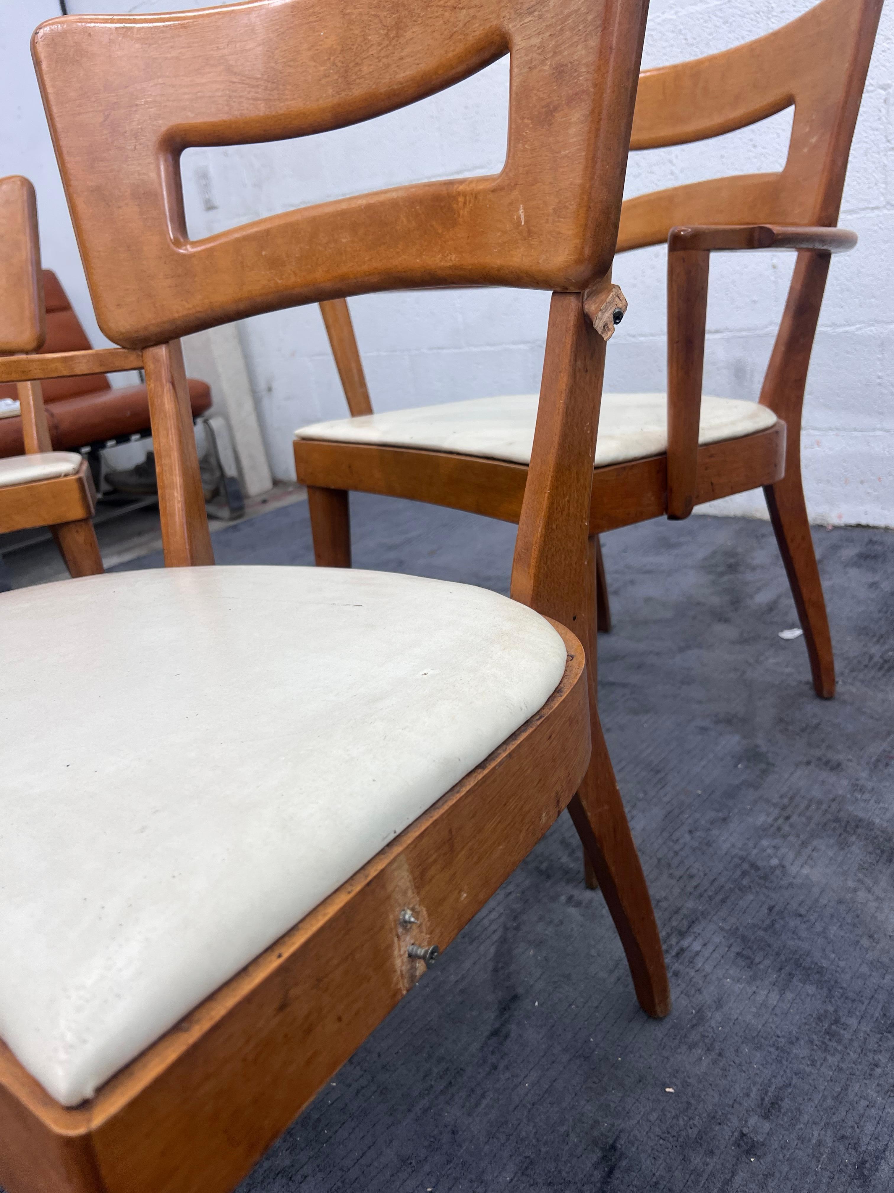 Faux Leather 1960s Set of 4 Heywood Wakefield Dog bone Dining Chair For Sale