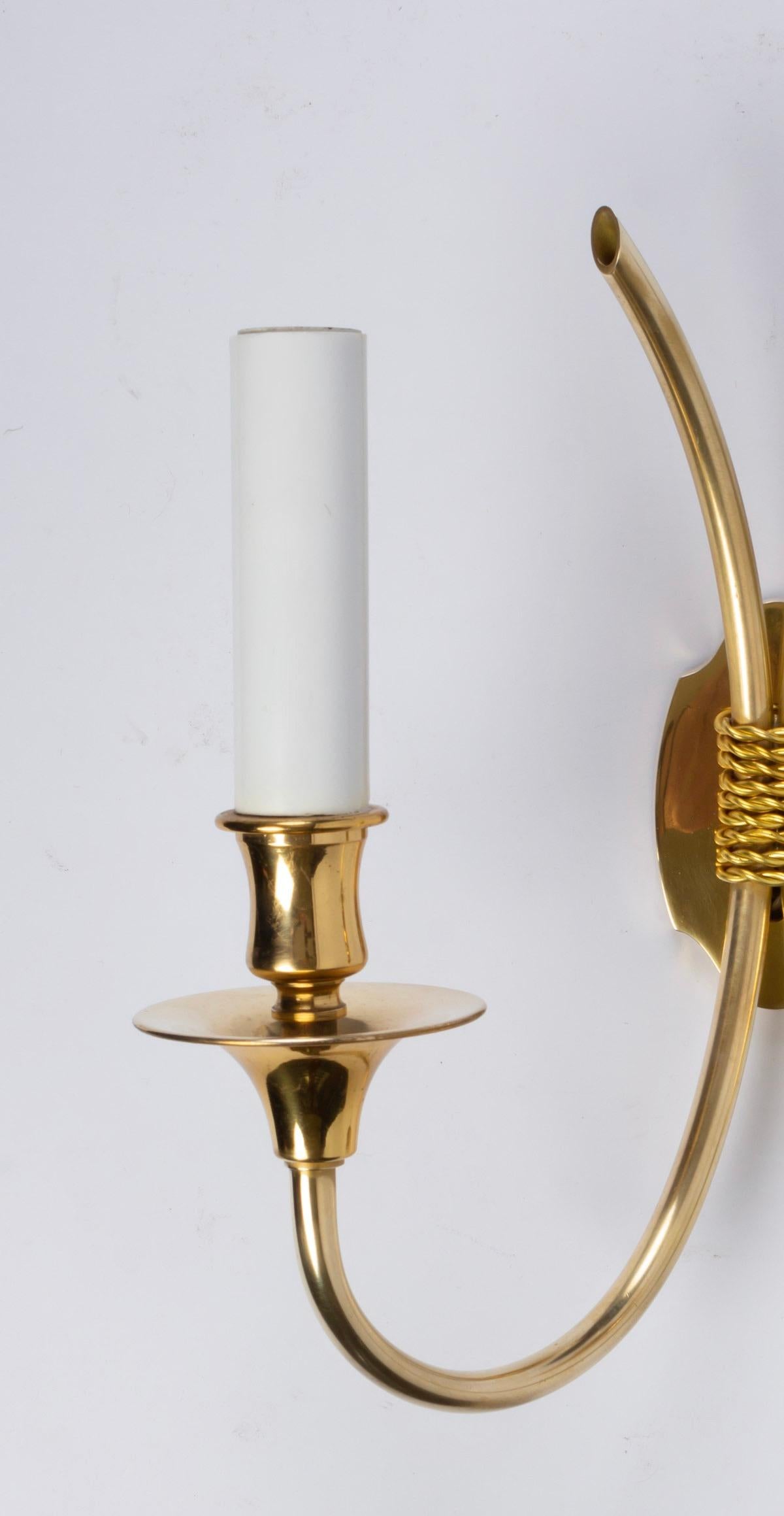 1960s Set of 4 Maison Honore Brass Sconces In Good Condition In Saint-Ouen, FR