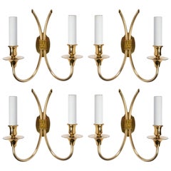 1960s Set of 4 Maison Honore Brass Sconces