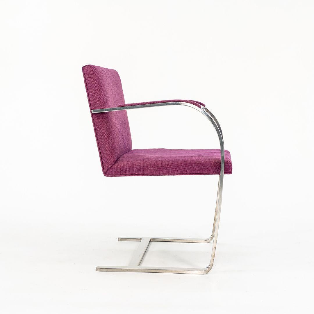 1960s Set of 4 Mies van der Rohe for Knoll Brno Stainless Flat Bar Dining Chairs Moderno en venta
