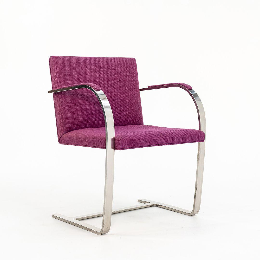 1960s Set of 4 Mies van der Rohe for Knoll Brno Stainless Flat Bar Dining Chairs Estadounidense en venta