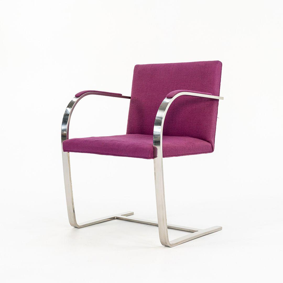 1960s Set of 4 Mies van der Rohe for Knoll Brno Stainless Flat Bar Dining Chairs mediados del siglo XX en venta