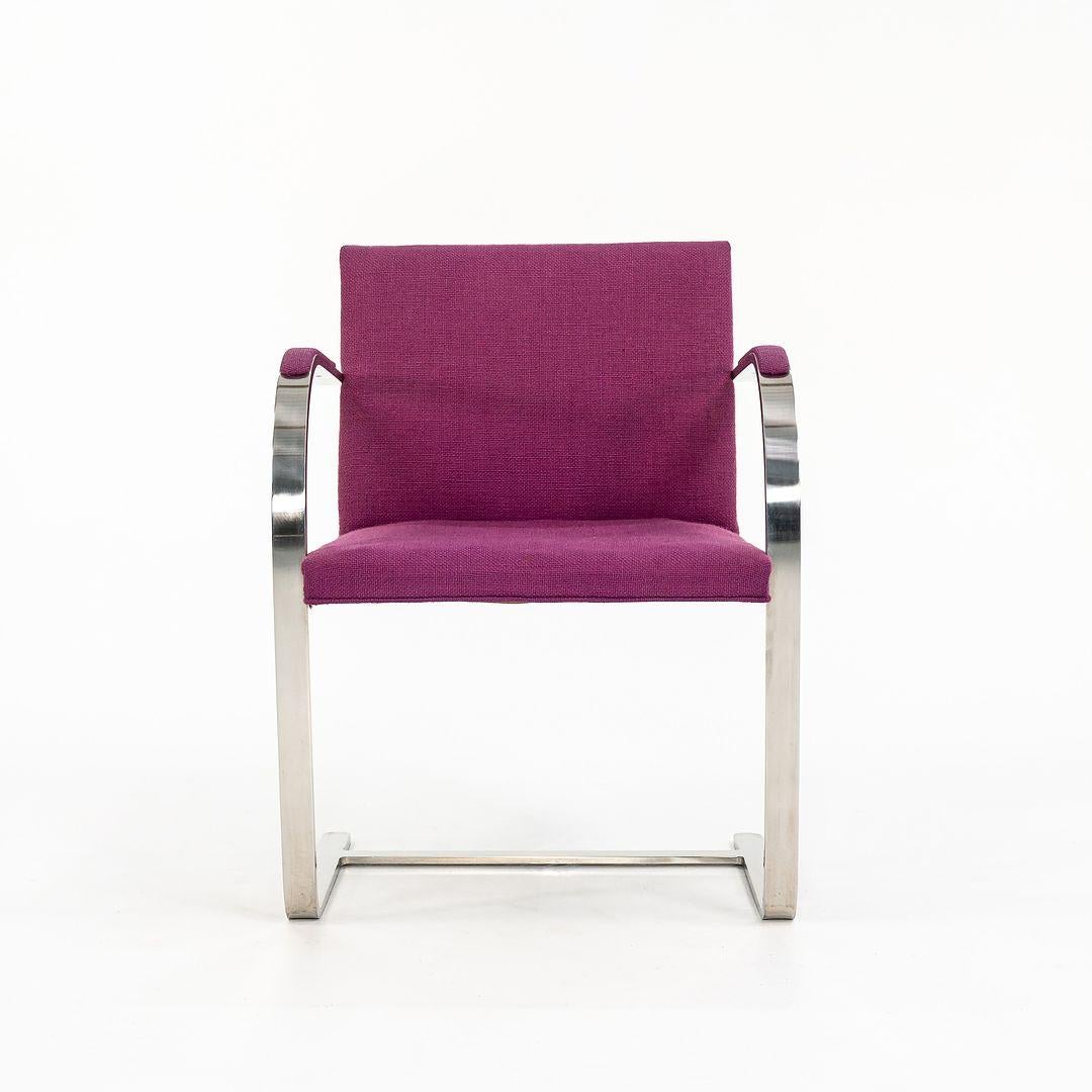 1960s Set of 4 Mies van der Rohe for Knoll Brno Stainless Flat Bar Dining Chairs Acero inoxidable en venta