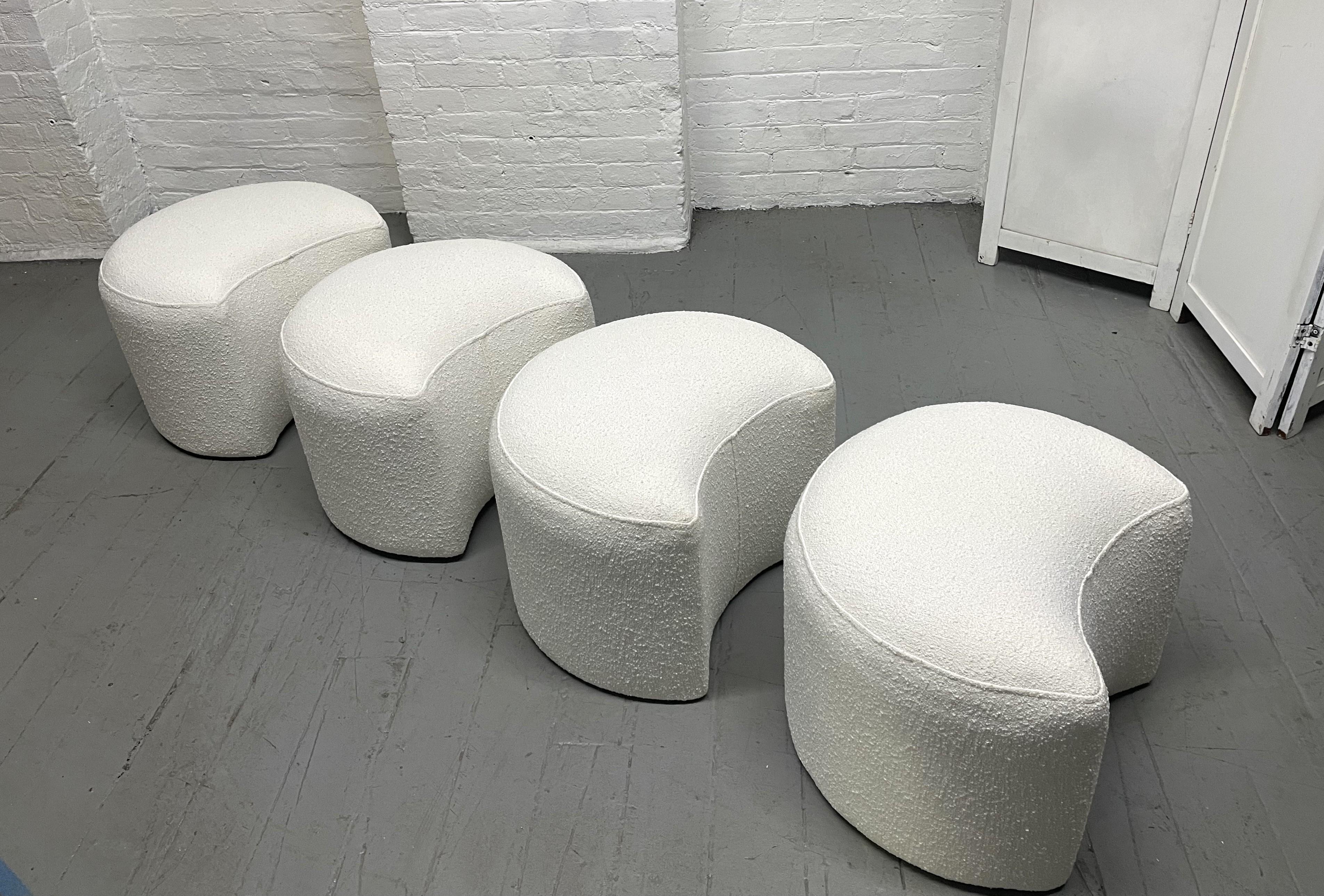 Bouclé 1960s Set of 4 Nesting Stools in Boucle For Sale