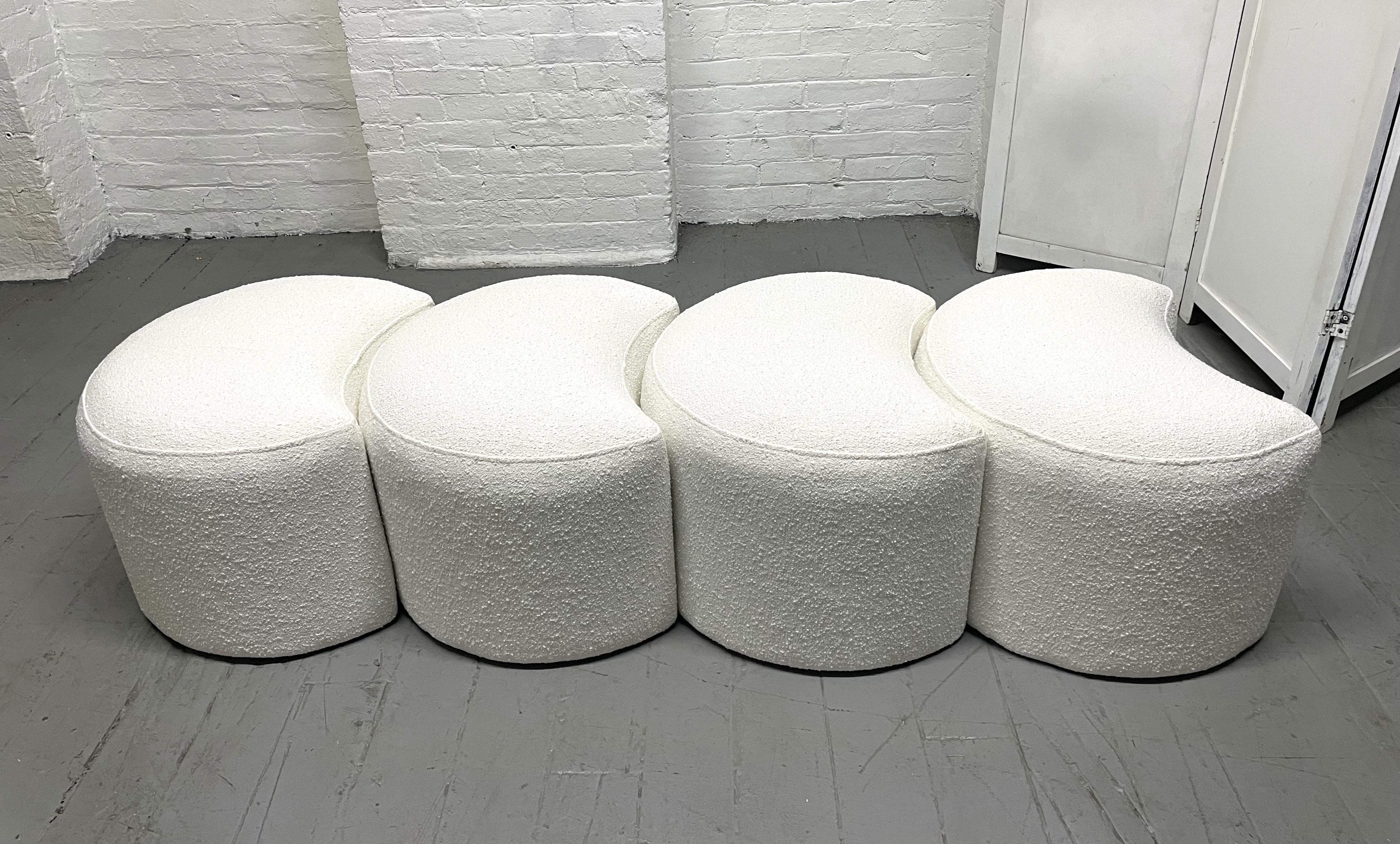 1960s Set of 4 Nesting Stools in Boucle For Sale 2